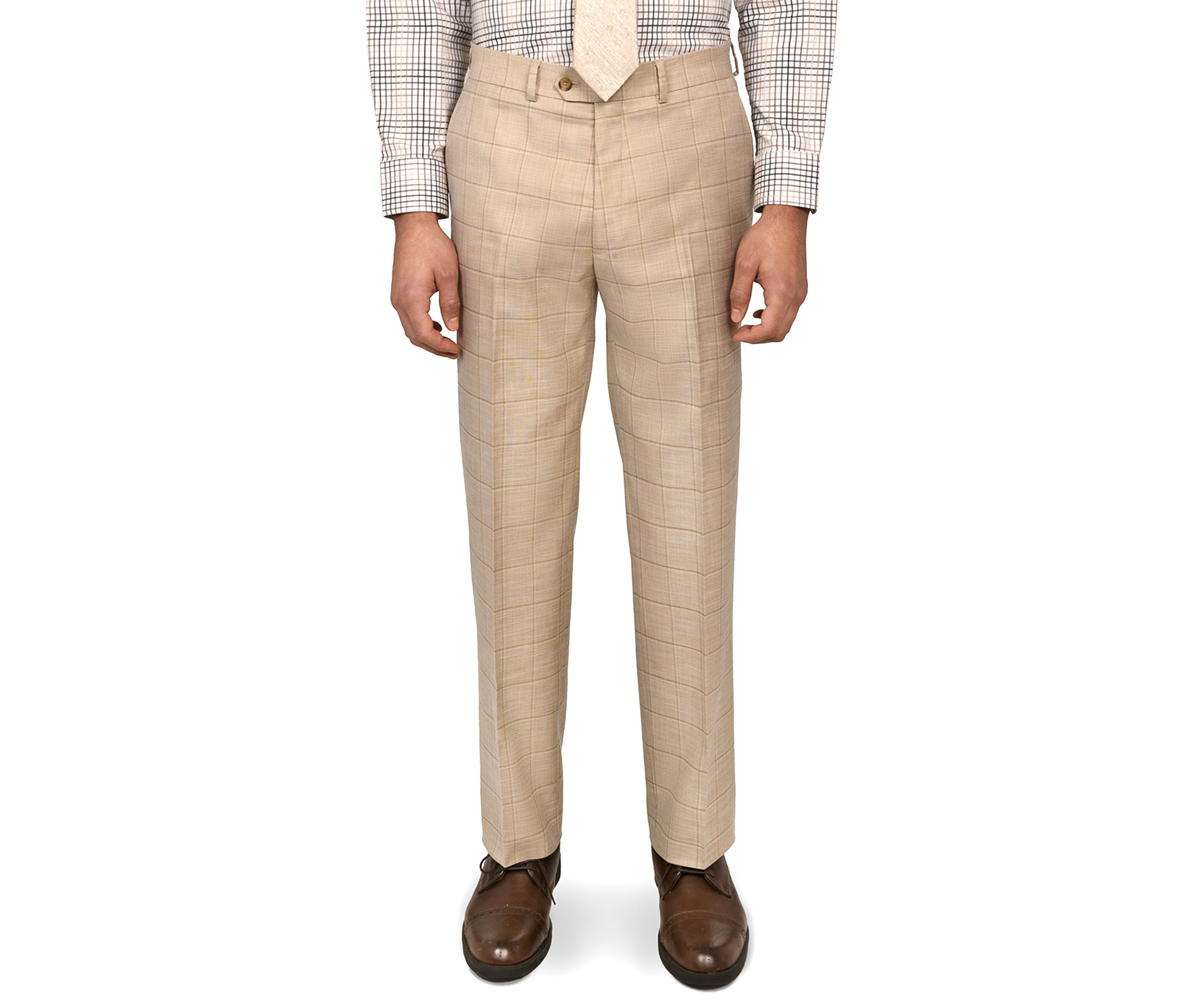 Mens Slim Fit Windowpane Pants