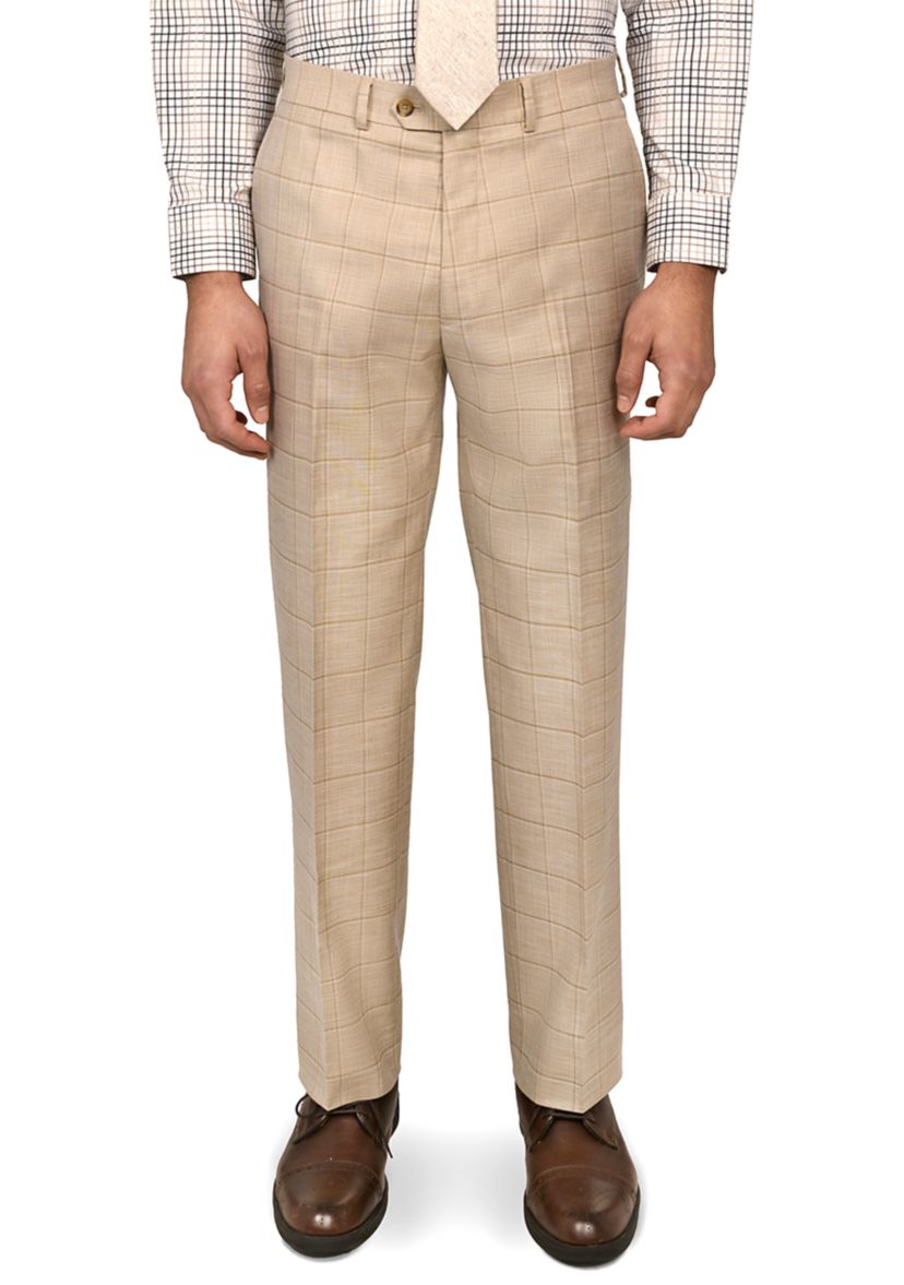 Mens Slim Fit Windowpane Pants