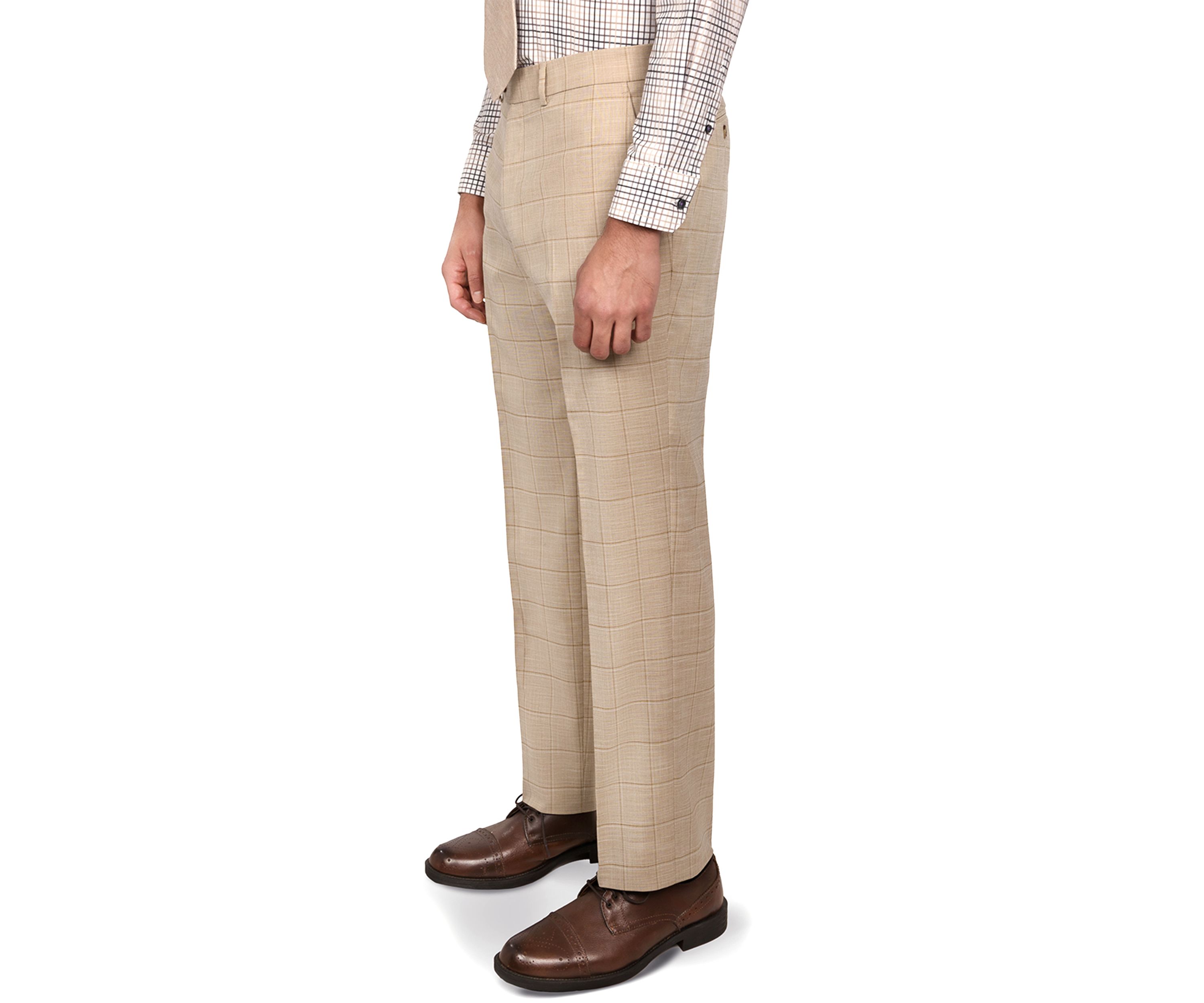 Mens Slim Fit Windowpane Pants