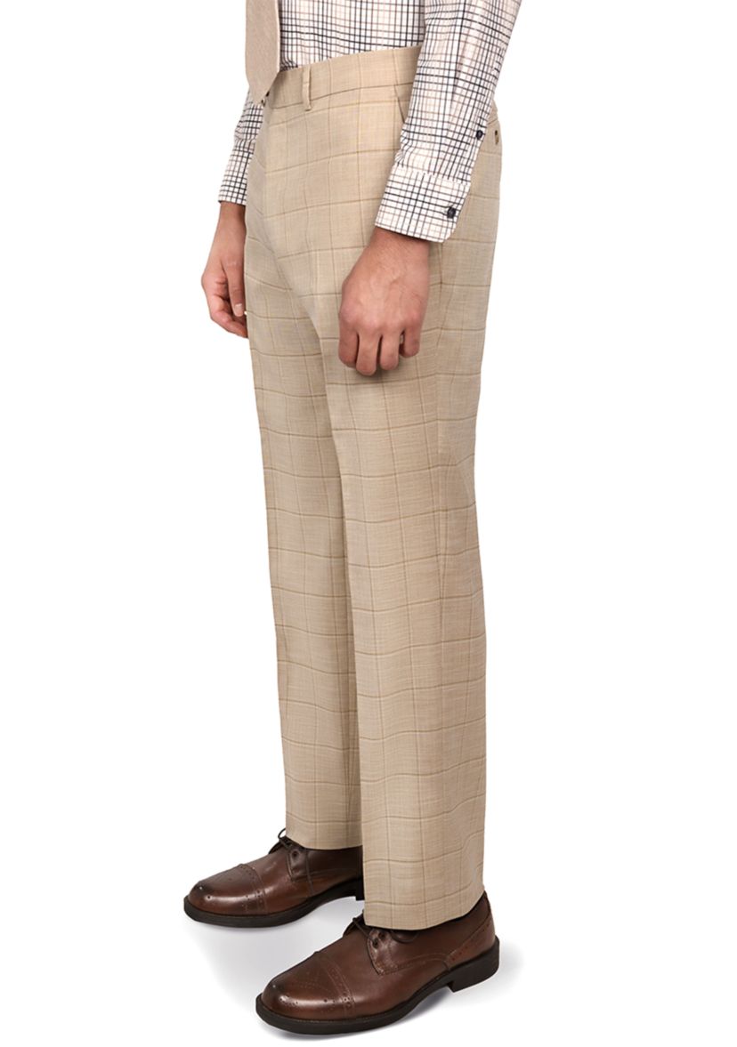 Mens Slim Fit Windowpane Pants