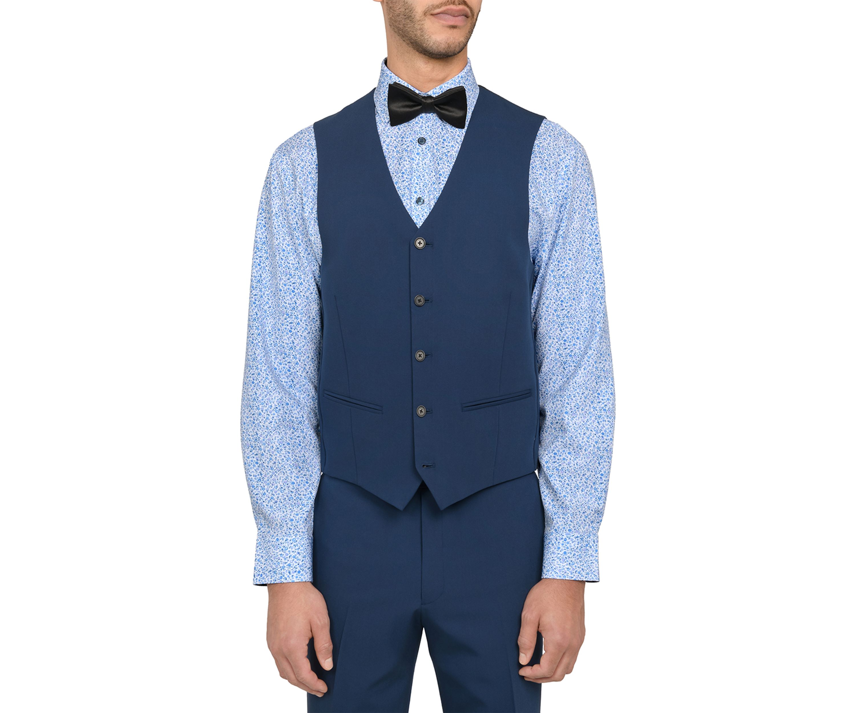 Mens Slim Fit Blue Vest
