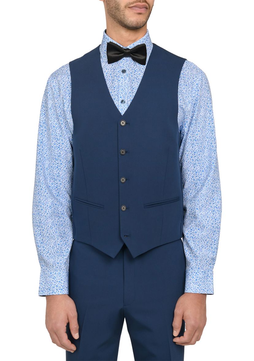 Mens Slim Fit Blue Vest