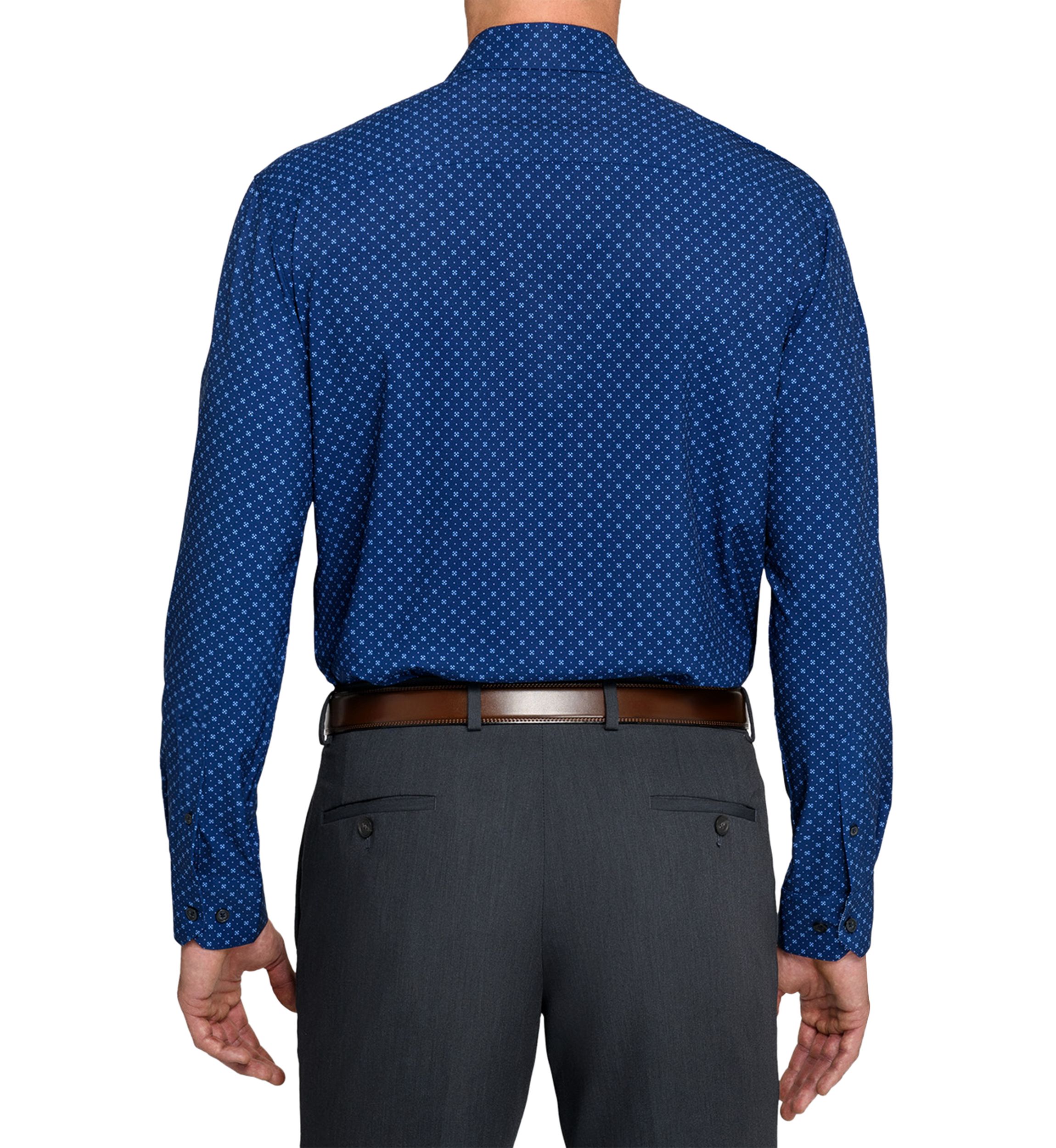 Mens Navy Neat Printed Long Sleeve Shirt