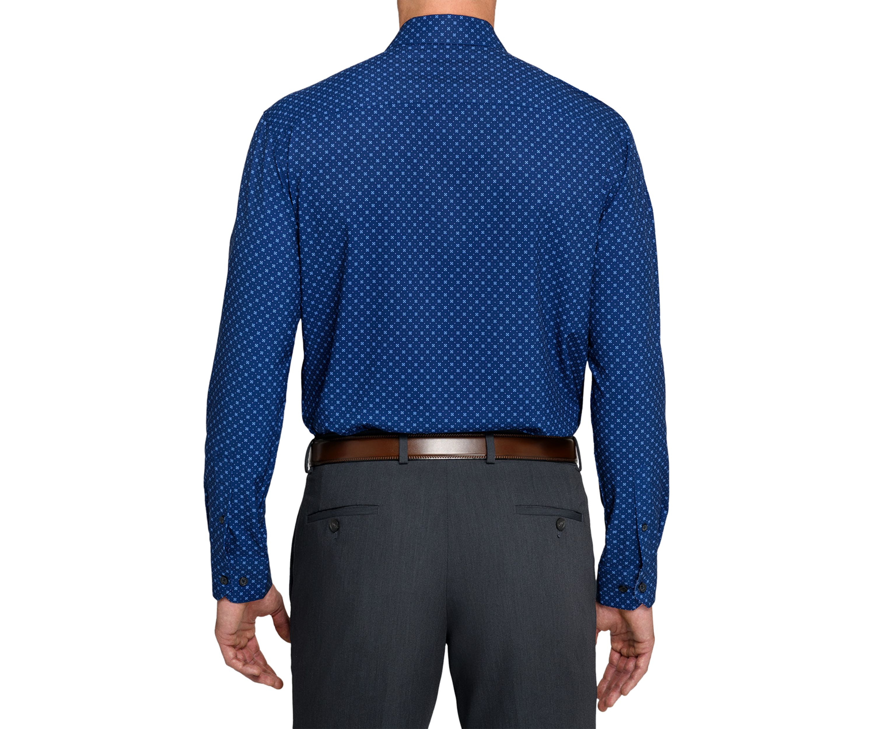 Mens Navy Neat Printed Long Sleeve Shirt
