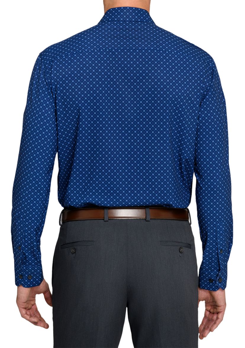 Mens Navy Neat Printed Long Sleeve Shirt