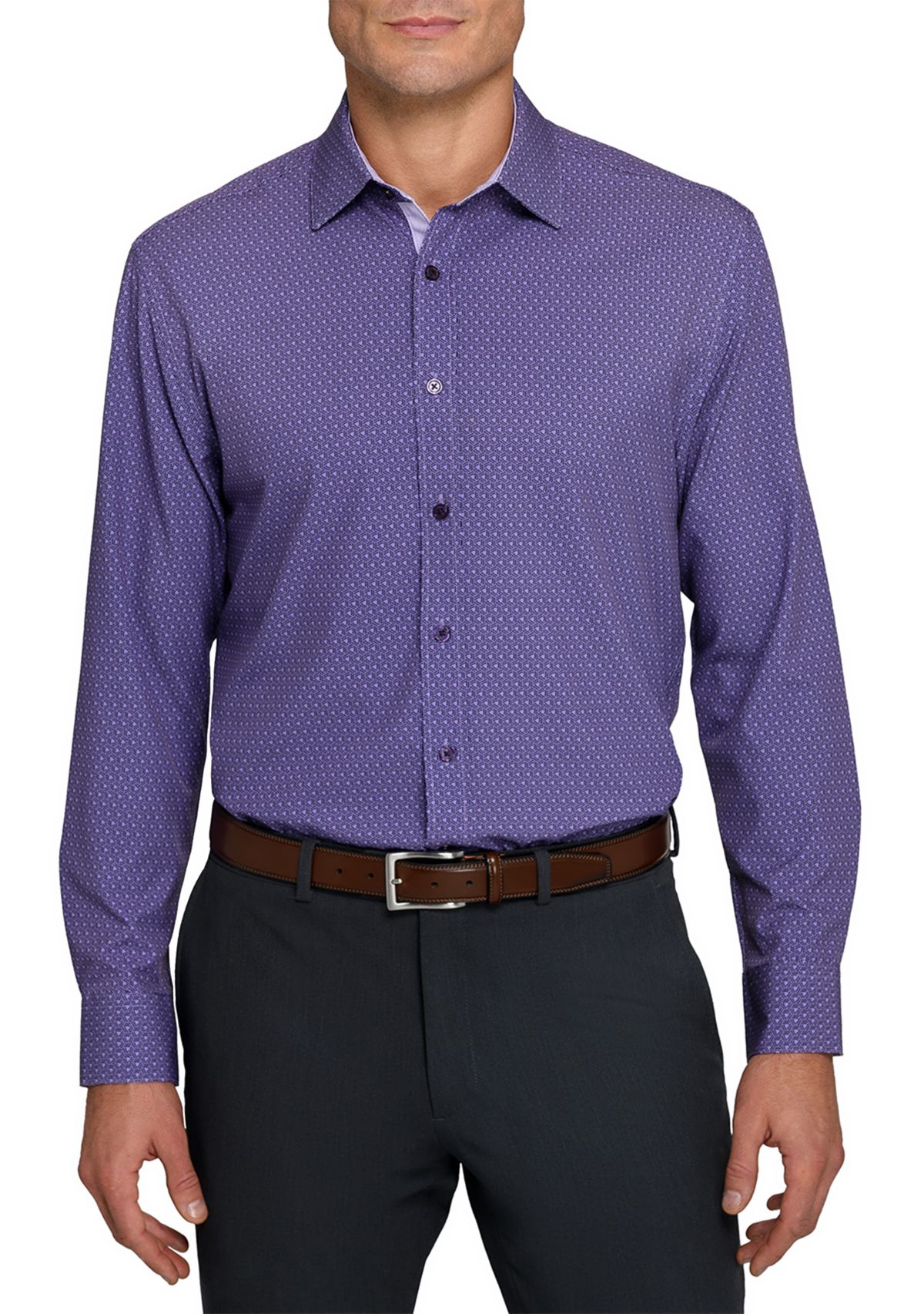 Mens Purple Geo Long Sleeve Shirt