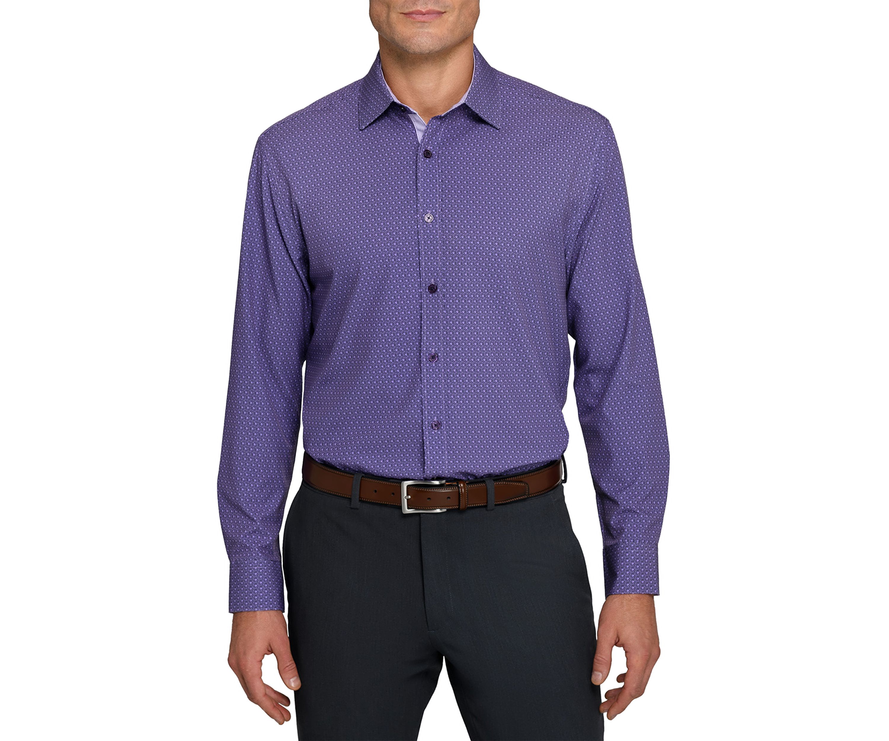 Mens Purple Geo Long Sleeve Shirt