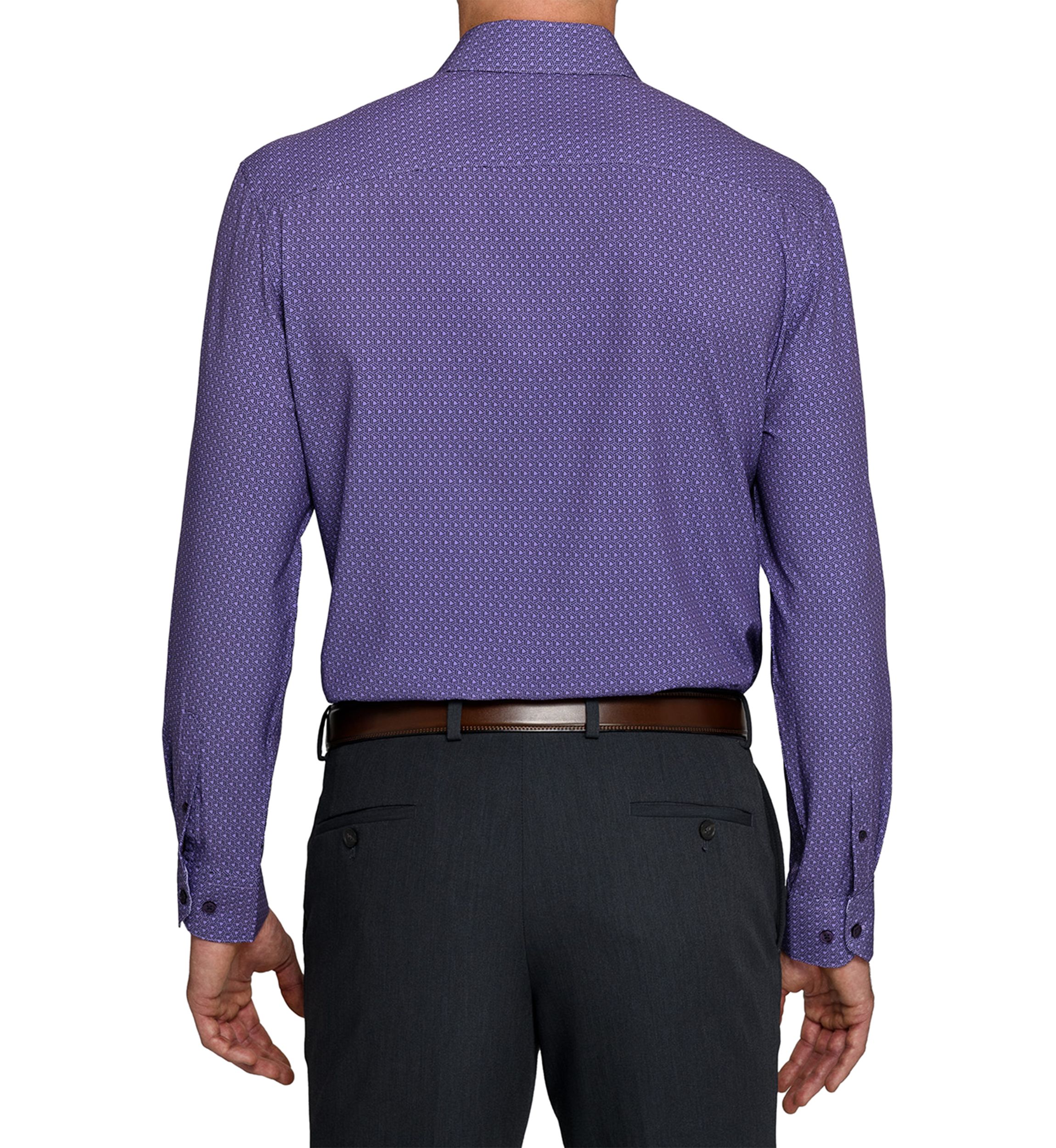 Mens Purple Geo Long Sleeve Shirt