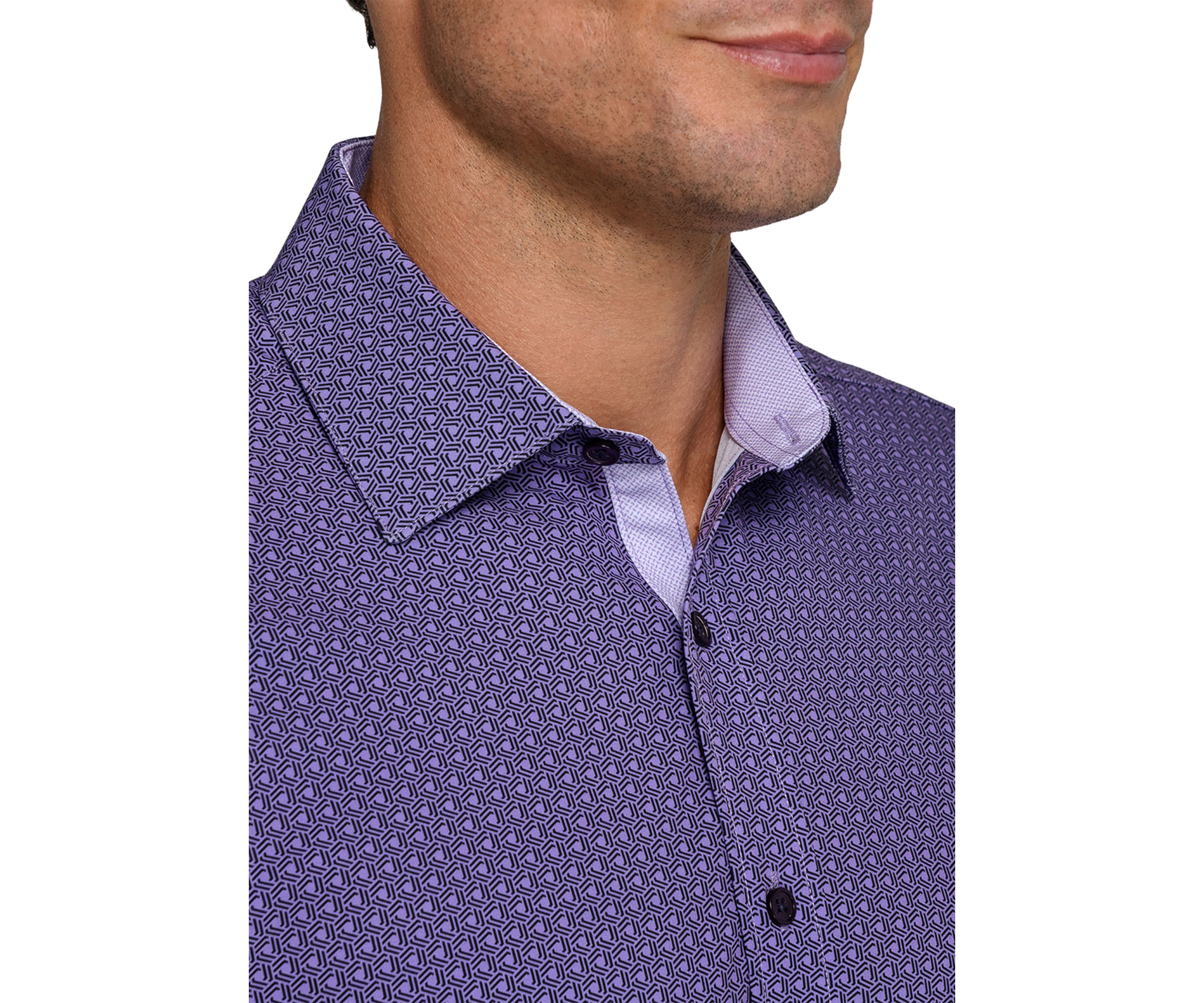 Mens Purple Geo Long Sleeve Shirt