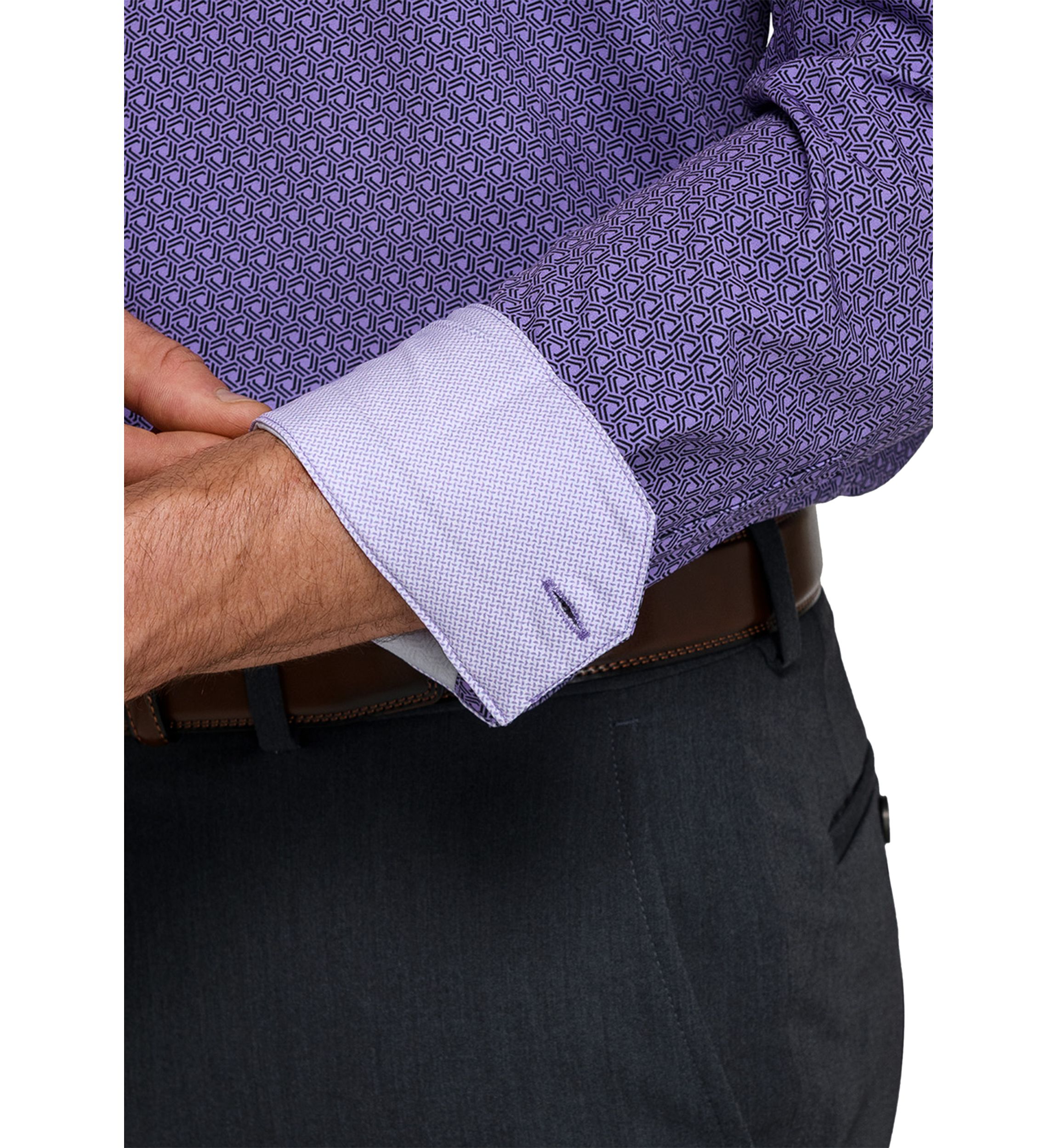 Mens Purple Geo Long Sleeve Shirt
