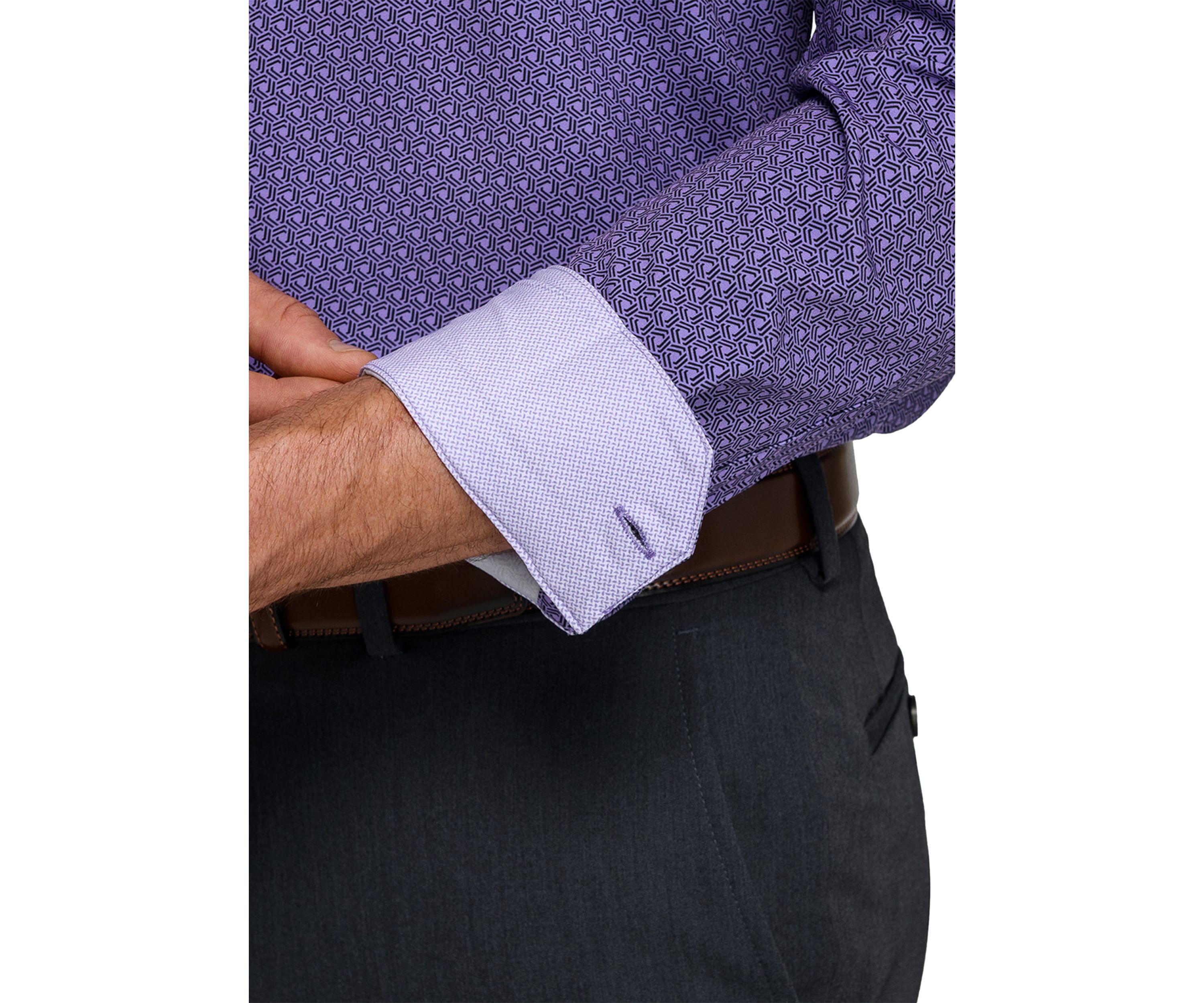 Mens Purple Geo Long Sleeve Shirt