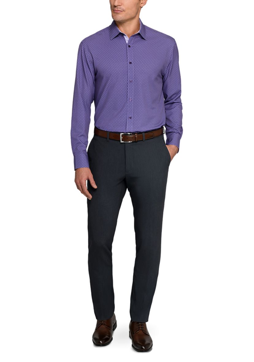 Mens Purple Geo Long Sleeve Shirt