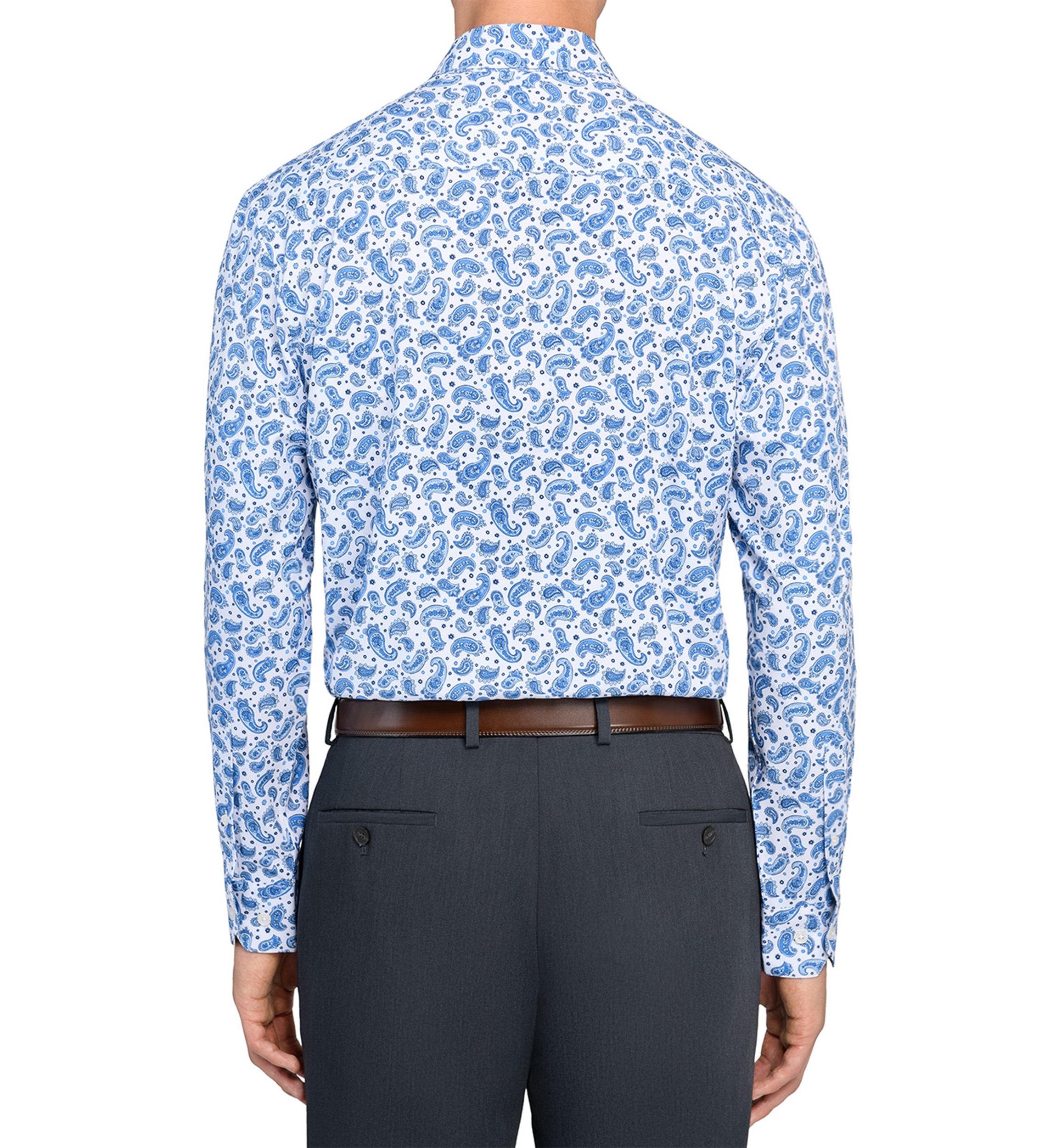 Mens Slim Fit Paisley Print Performance Stretch Dress Shirt