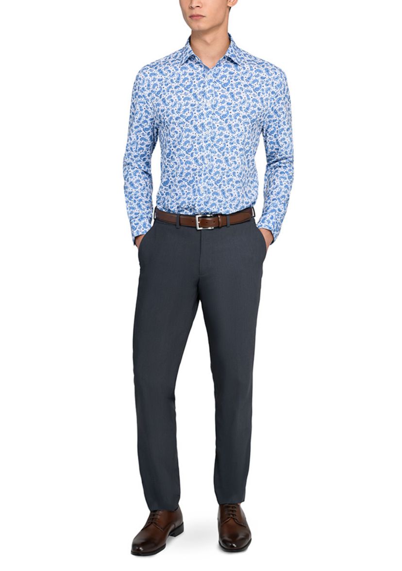 Mens Slim Fit Paisley Print Performance Stretch Dress Shirt