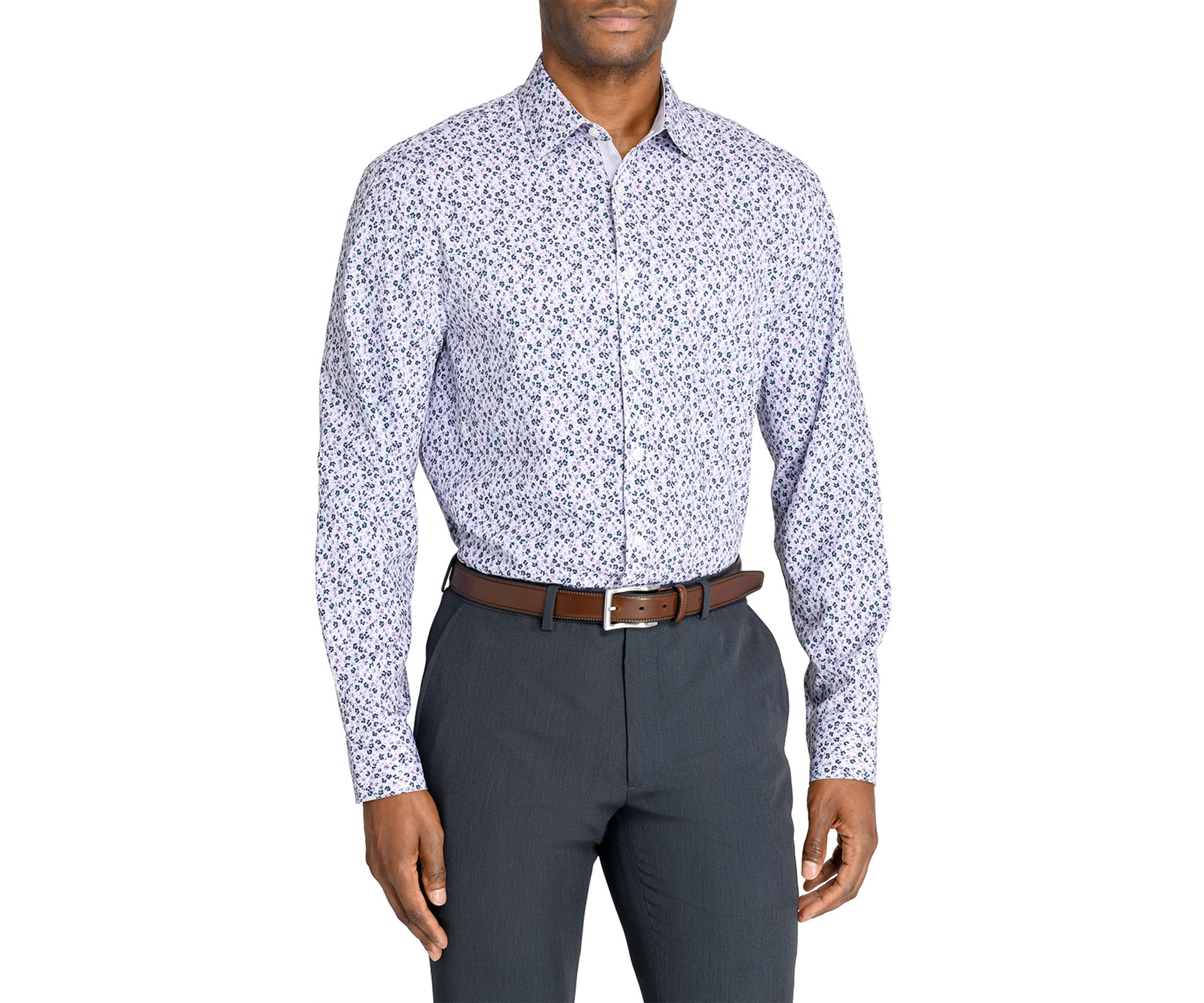 Slim Fit Floral Performance Stretch Dress Shirt