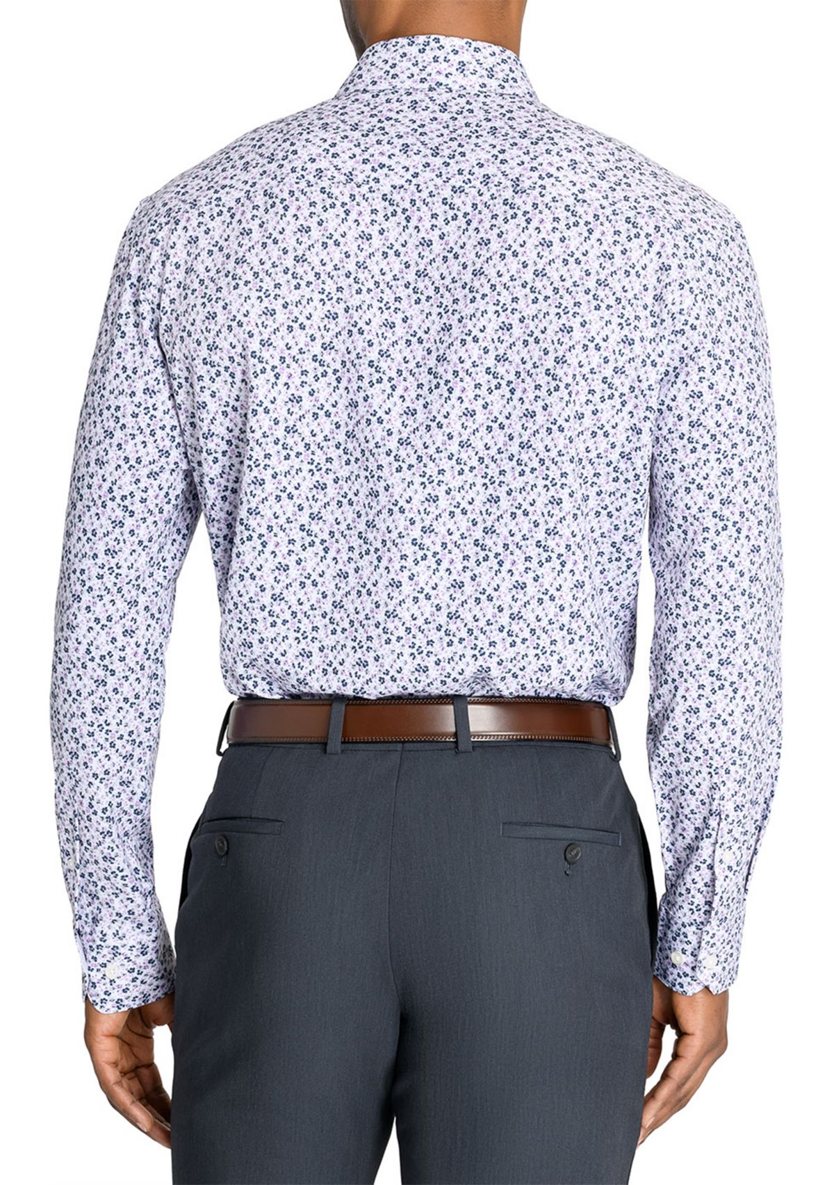 Slim Fit Floral Performance Stretch Dress Shirt