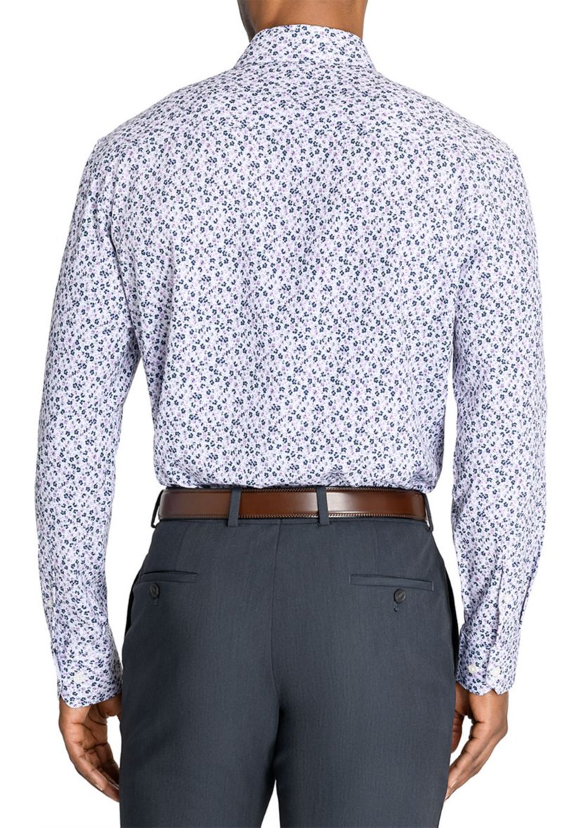Slim Fit Floral Performance Stretch Dress Shirt