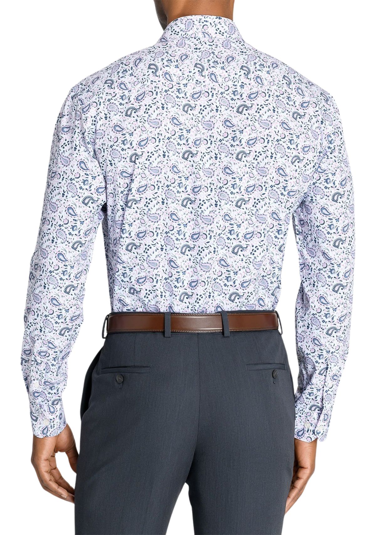 Mens Slim Fit Paisley Performance Stretch Dress Shirt