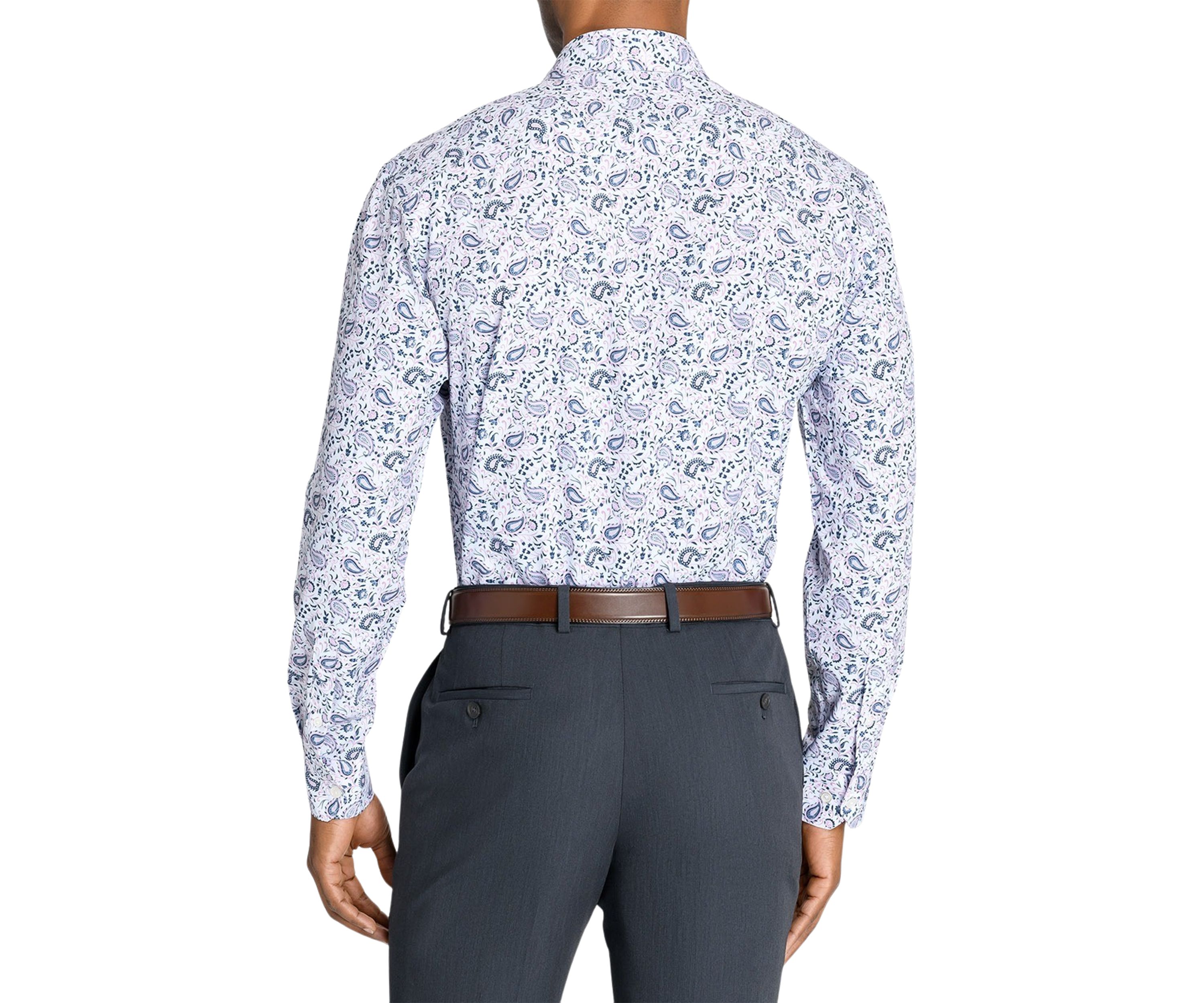 Mens Slim Fit Paisley Performance Stretch Dress Shirt