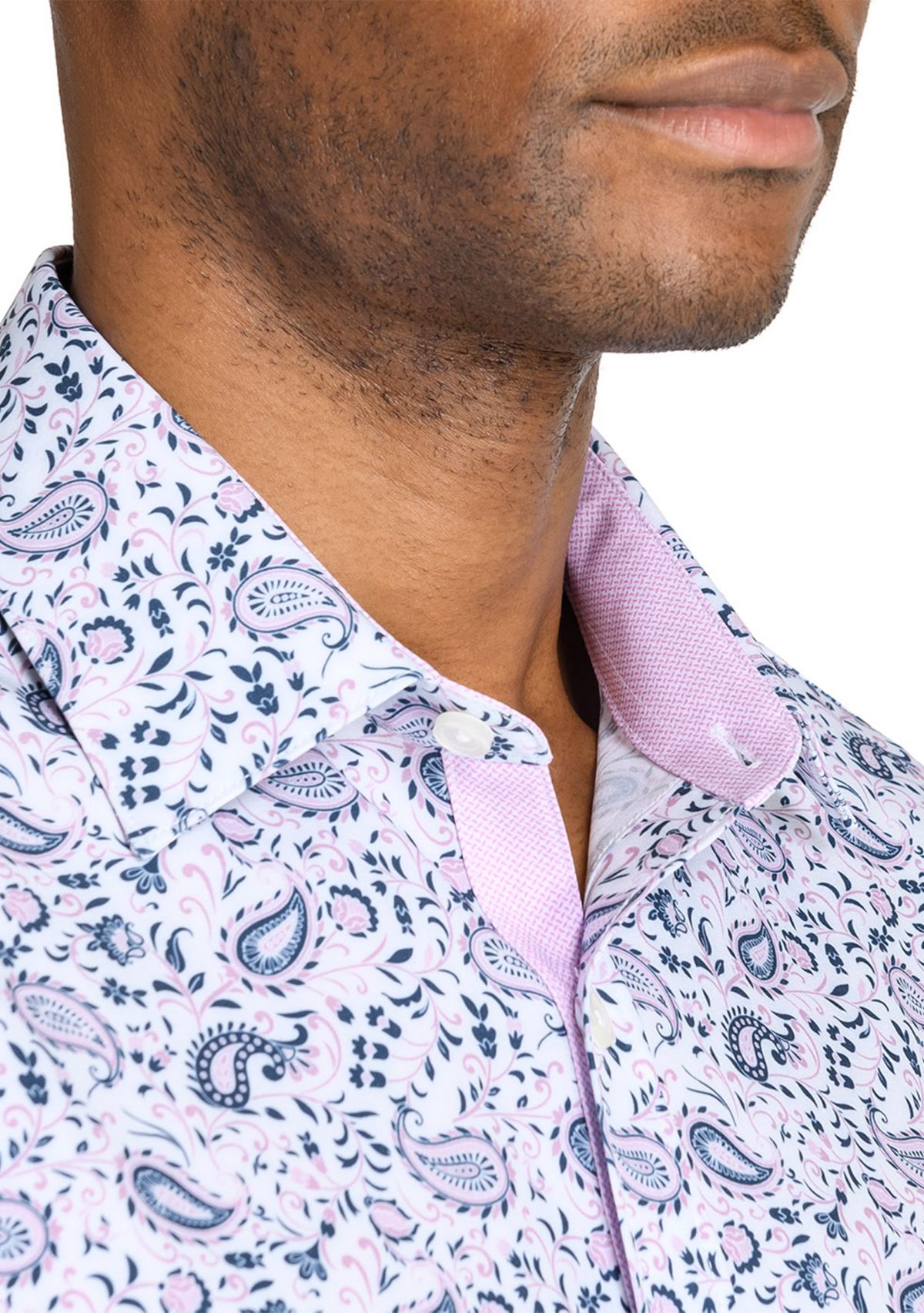 Mens Slim Fit Paisley Performance Stretch Dress Shirt