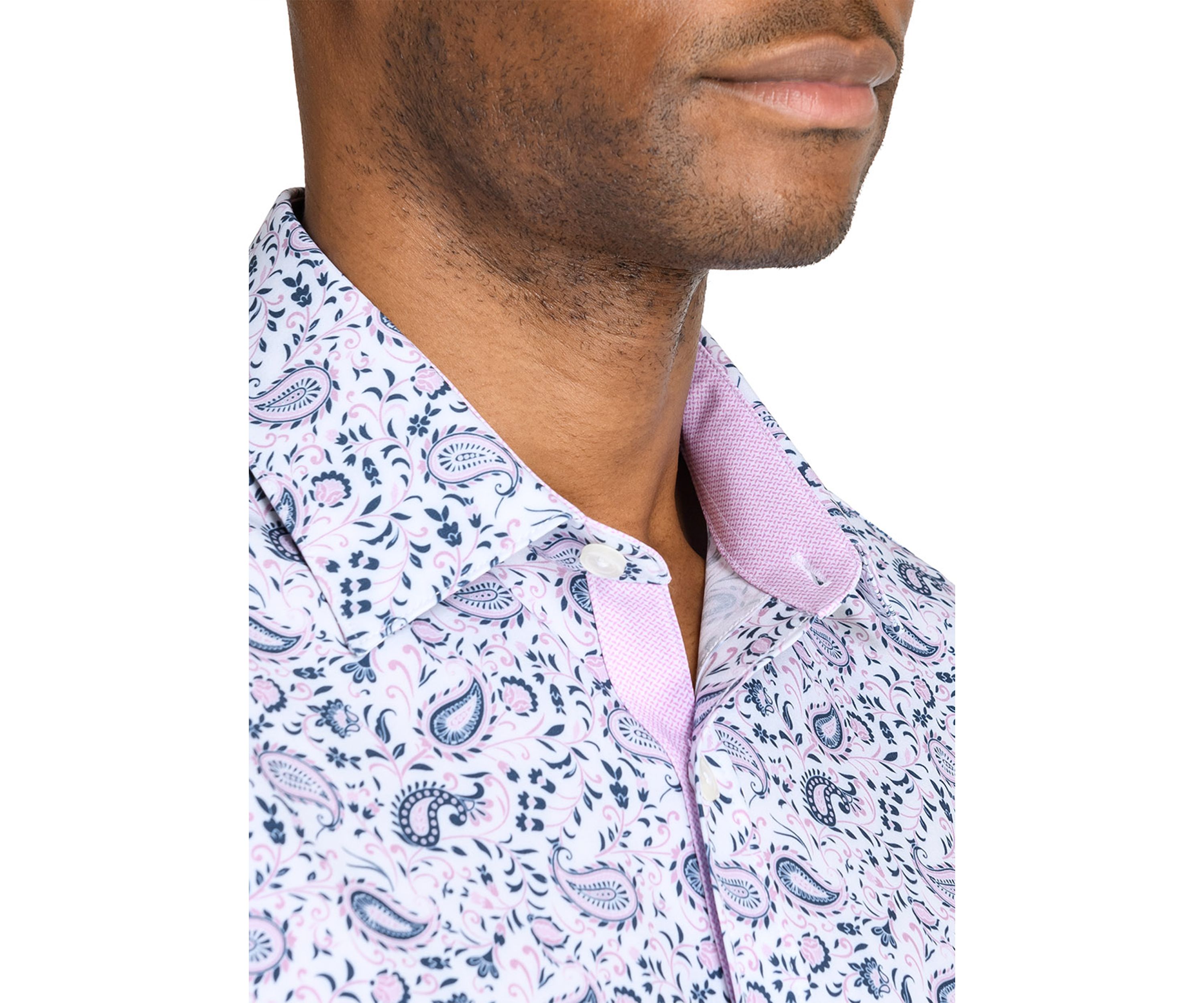 Mens Slim Fit Paisley Performance Stretch Dress Shirt