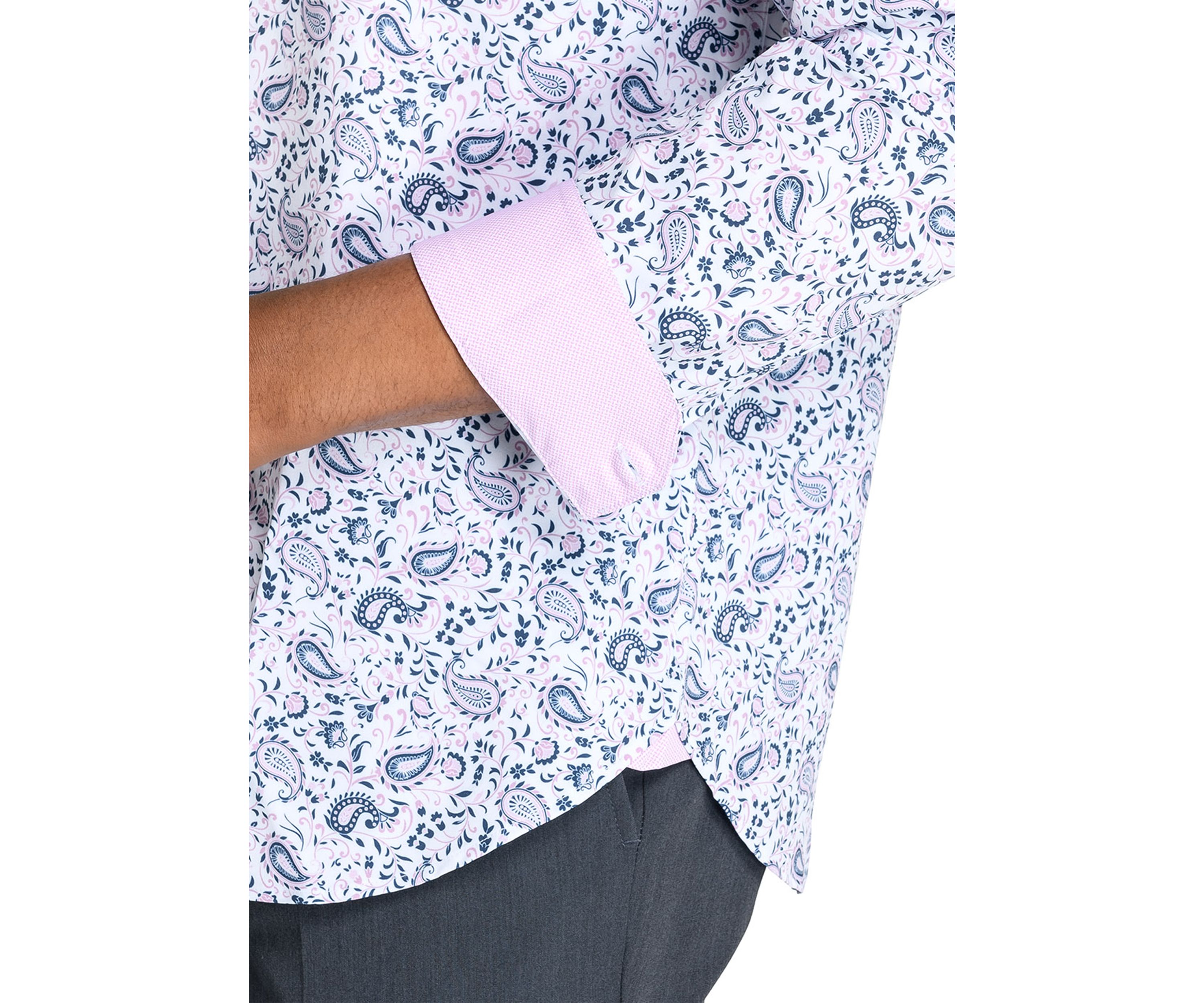 Mens Slim Fit Paisley Performance Stretch Dress Shirt