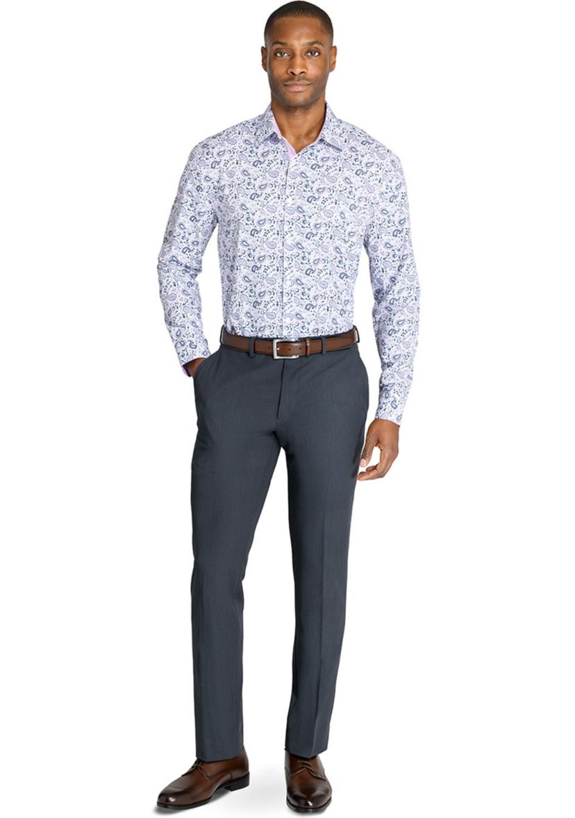 Mens Slim Fit Paisley Performance Stretch Dress Shirt