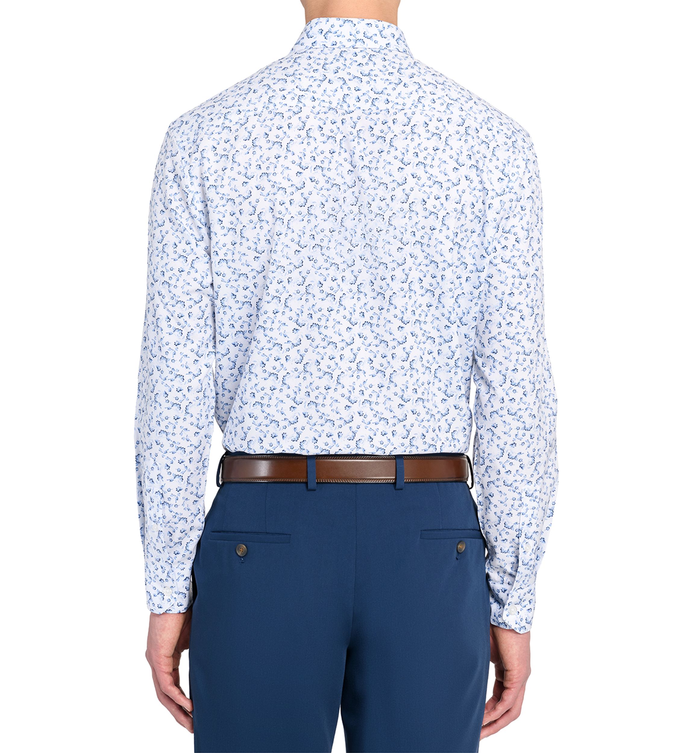 Mens  Slim Fit Floral Performance Stretch Dress Shirt