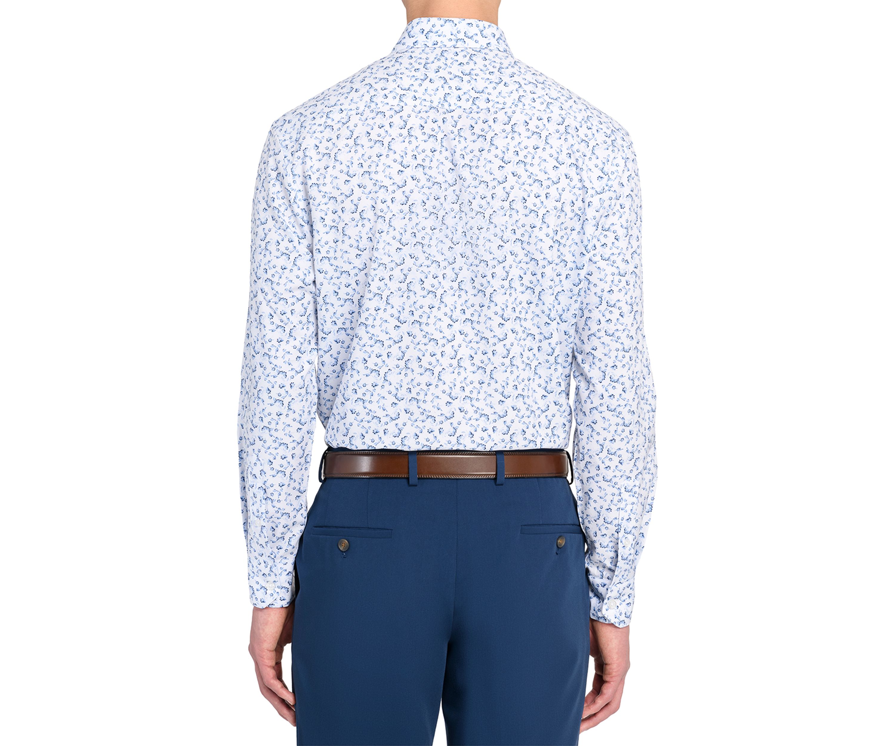 Mens  Slim Fit Floral Performance Stretch Dress Shirt