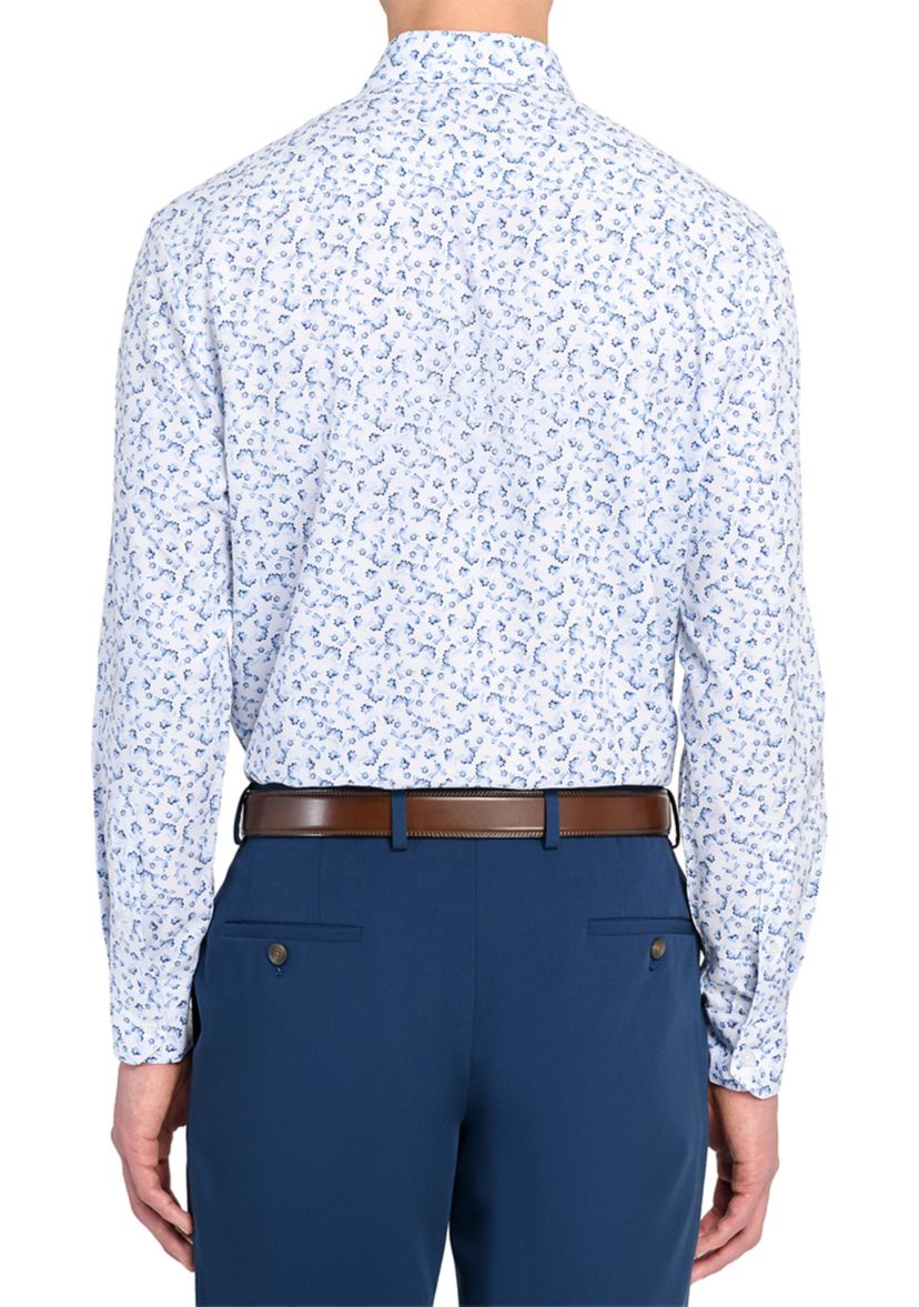 Mens  Slim Fit Floral Performance Stretch Dress Shirt