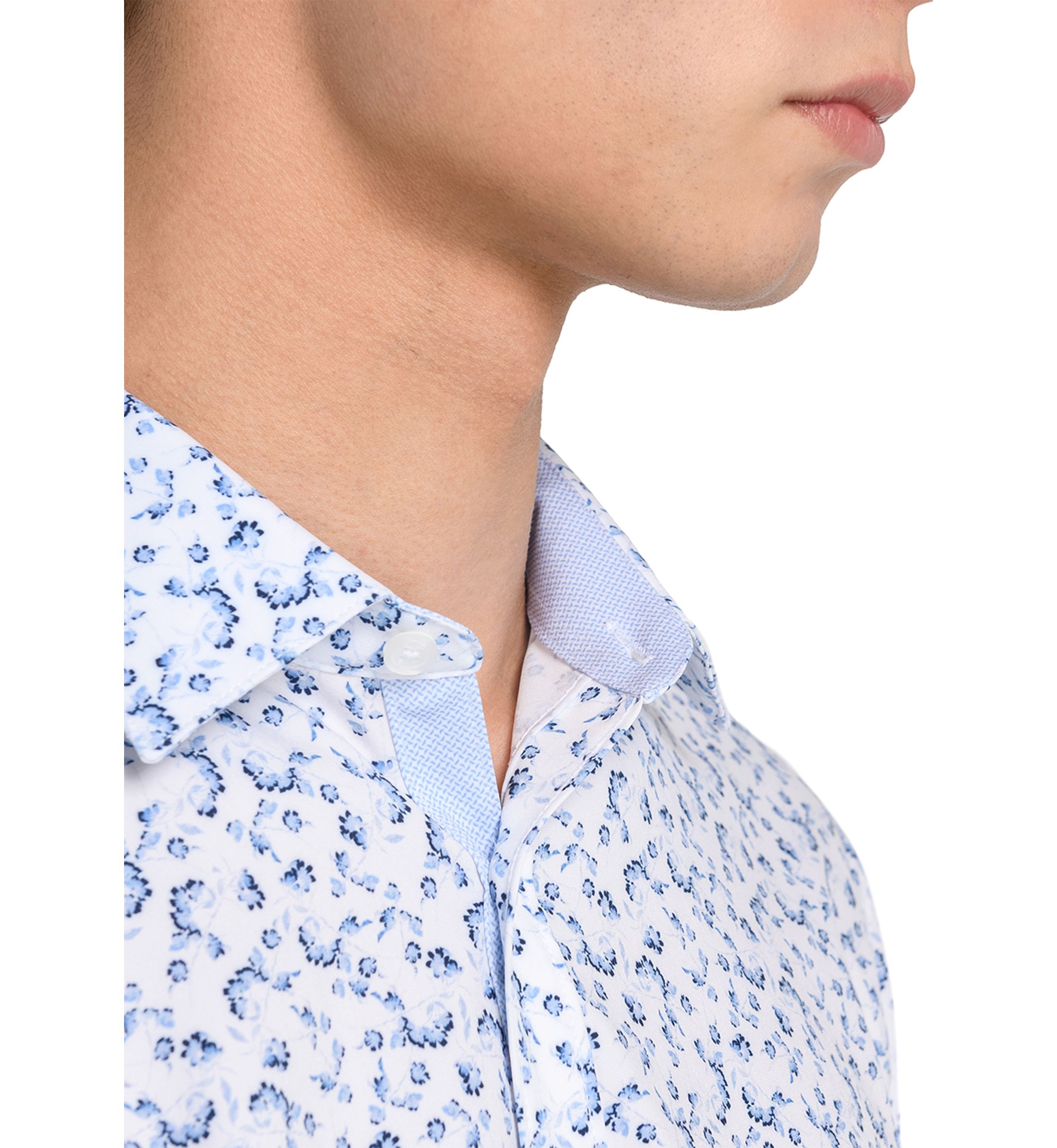 Mens  Slim Fit Floral Performance Stretch Dress Shirt