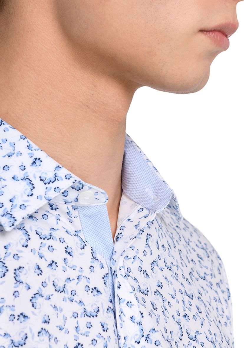 Mens  Slim Fit Floral Performance Stretch Dress Shirt