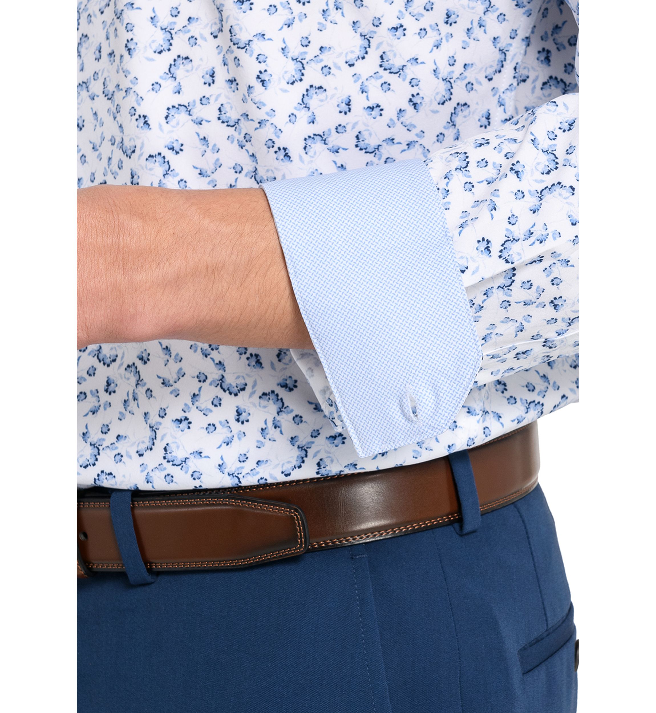Mens  Slim Fit Floral Performance Stretch Dress Shirt