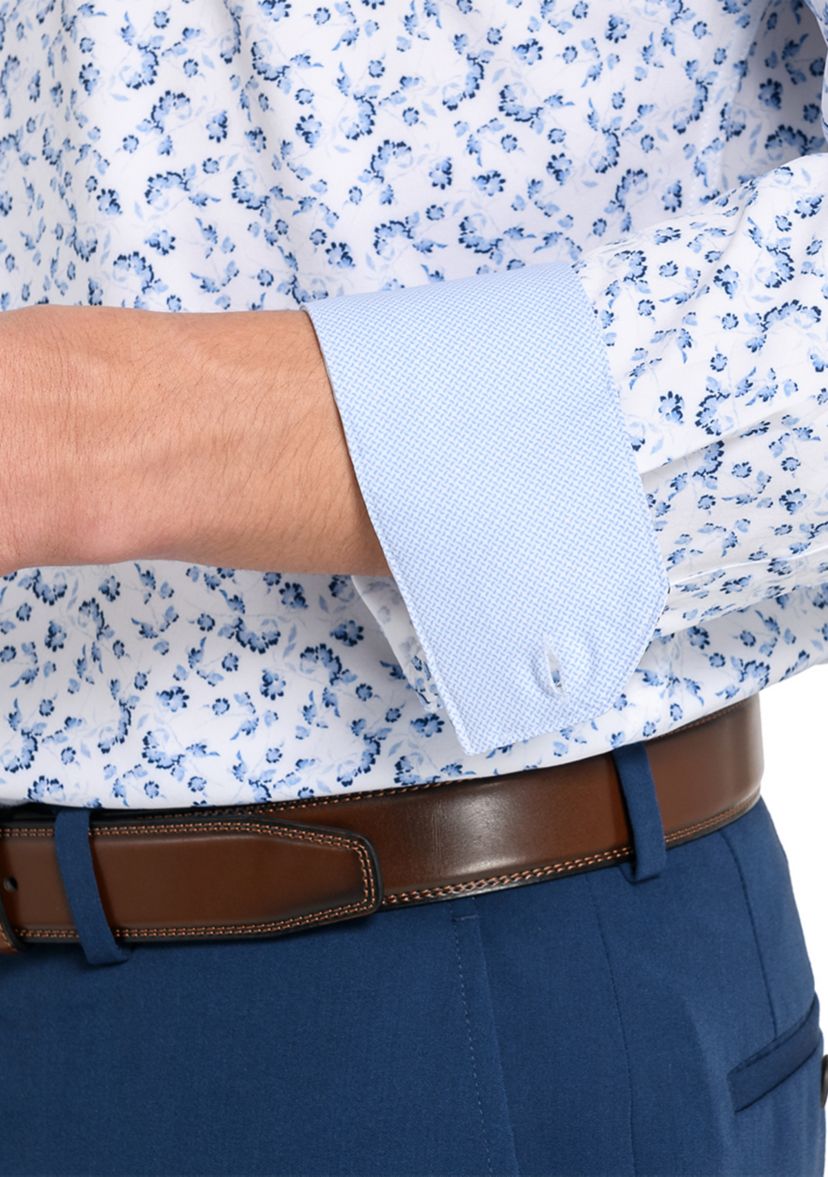 Mens  Slim Fit Floral Performance Stretch Dress Shirt