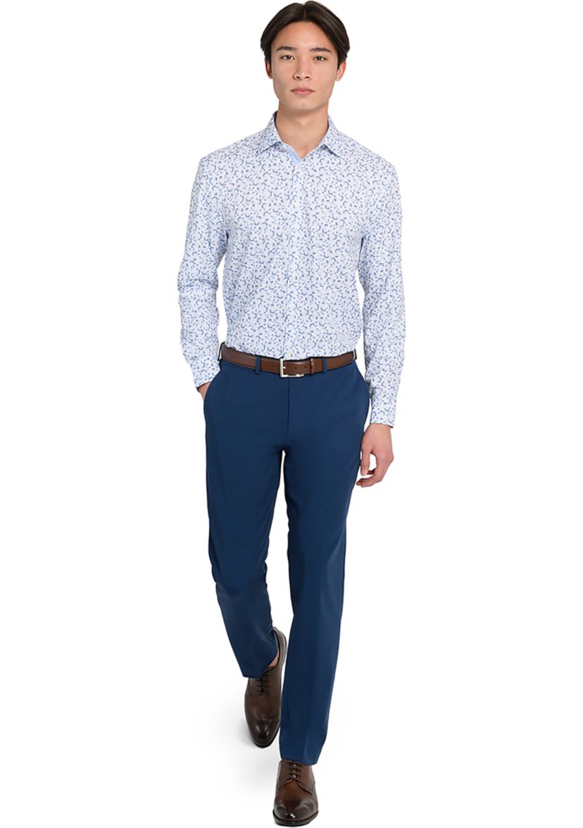 Mens  Slim Fit Floral Performance Stretch Dress Shirt