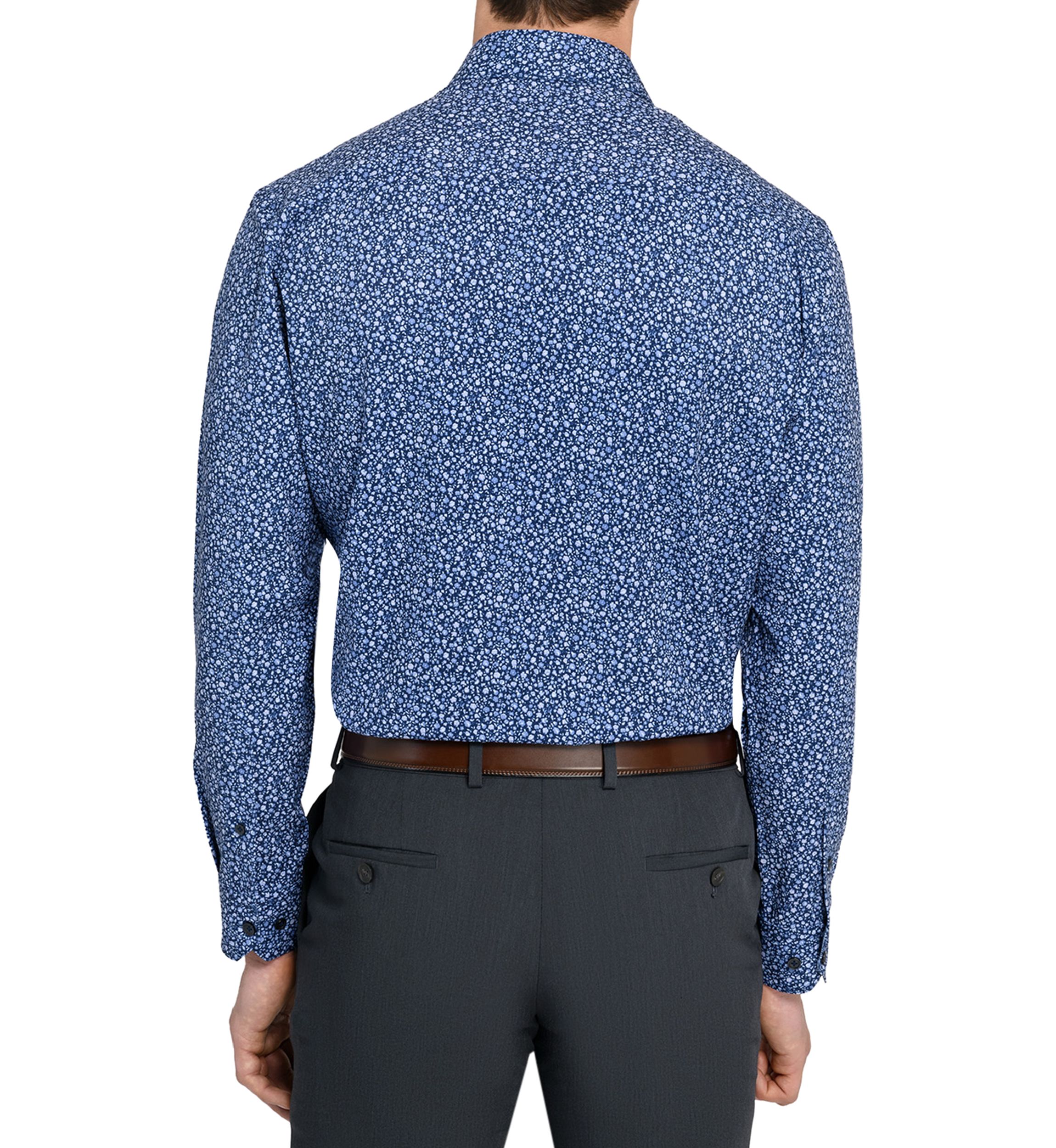 Mens Slim Fit Micro Floral Performance Stretch Dress Shirt