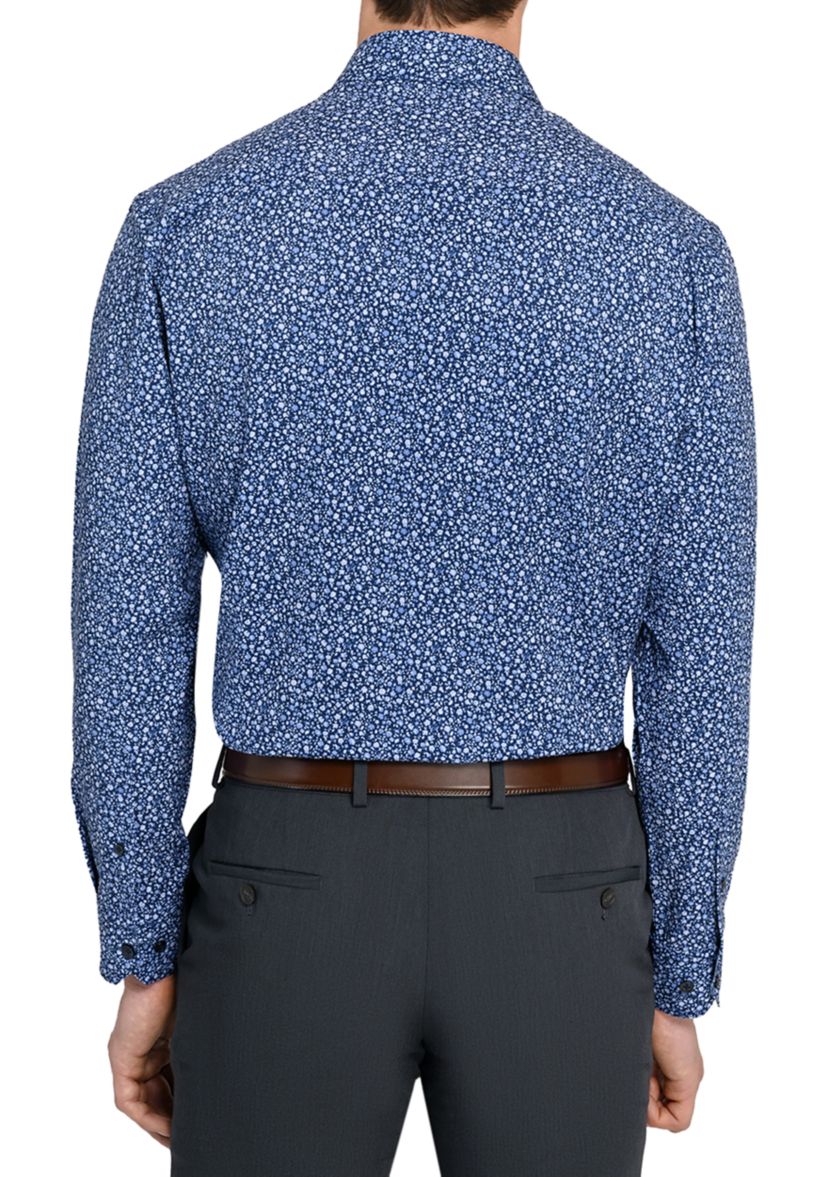 Mens Slim Fit Micro Floral Performance Stretch Dress Shirt