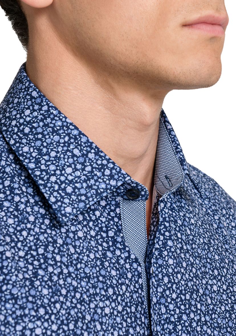 Mens Slim Fit Micro Floral Performance Stretch Dress Shirt