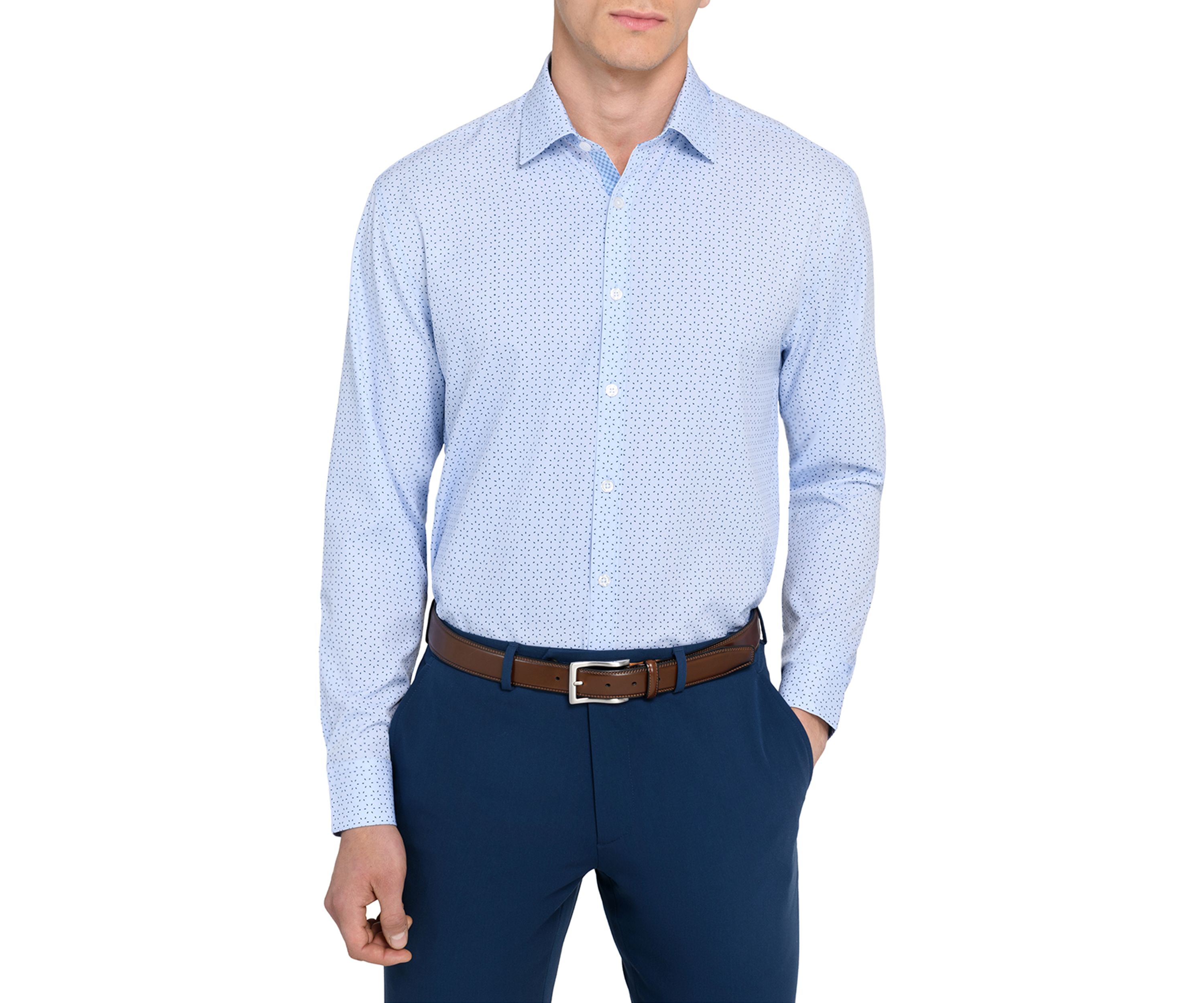 Mens  Slim Fit Micro Dot Performance Stretch Dress Shirt