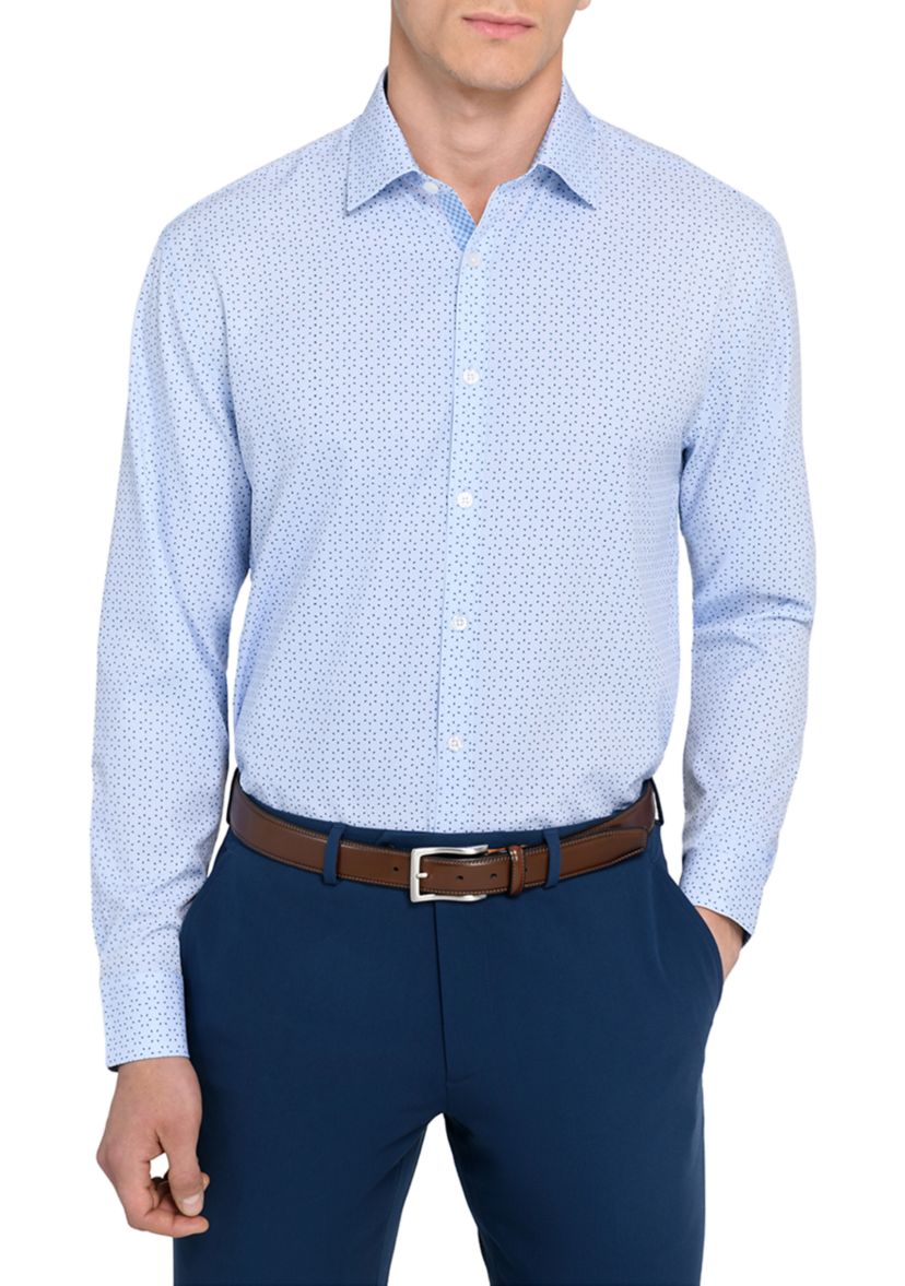 Mens  Slim Fit Micro Dot Performance Stretch Dress Shirt