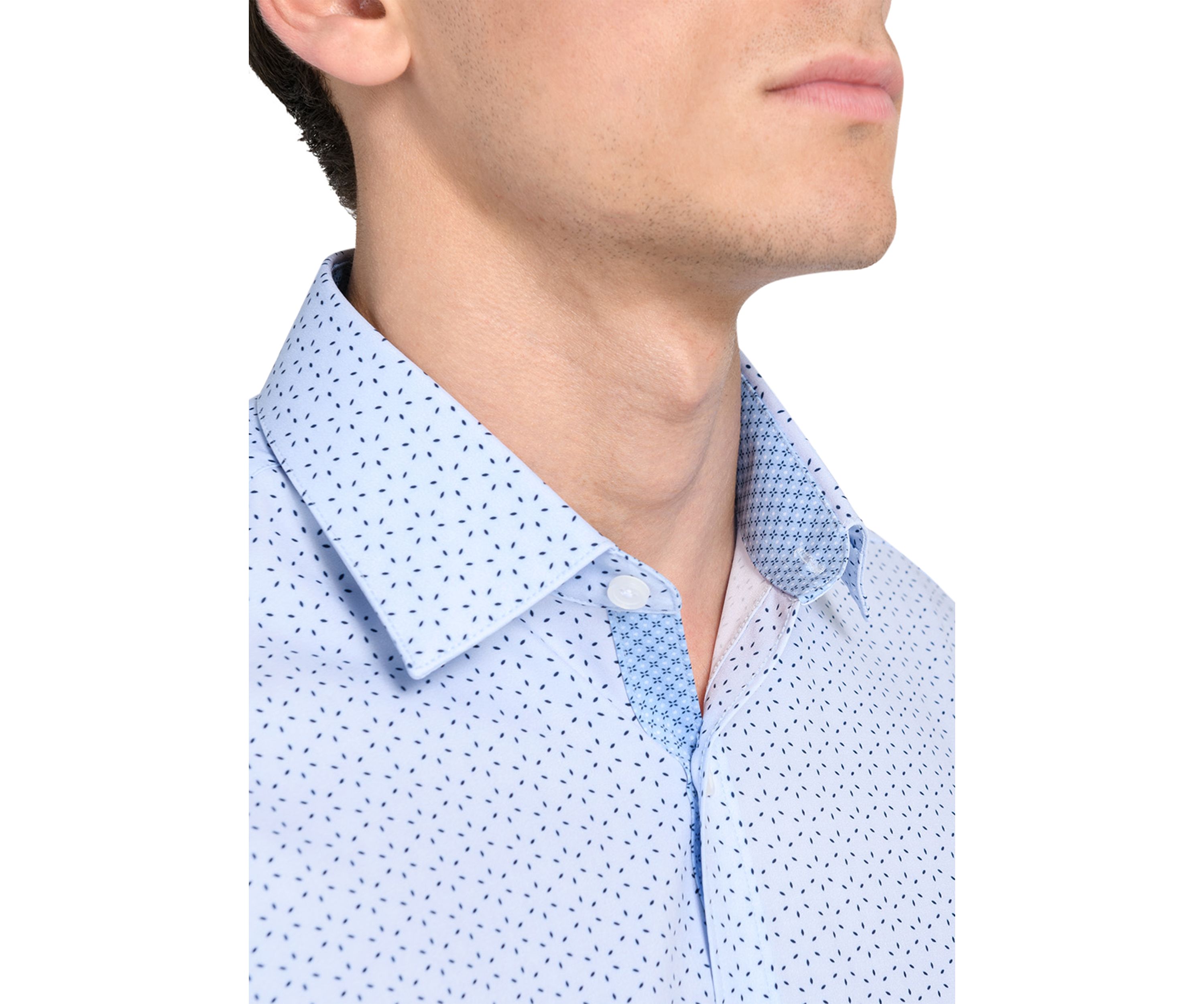 Mens  Slim Fit Micro Dot Performance Stretch Dress Shirt