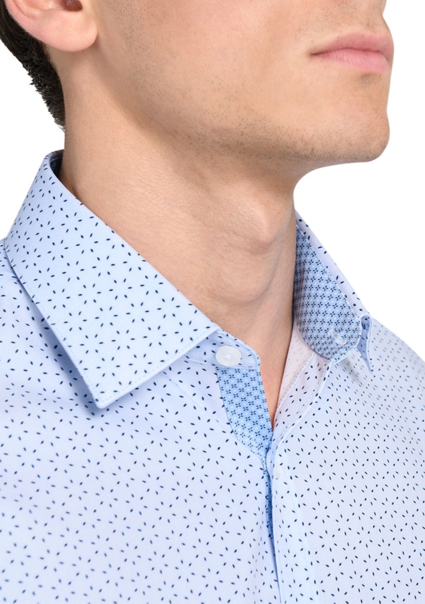 Mens  Slim Fit Micro Dot Performance Stretch Dress Shirt