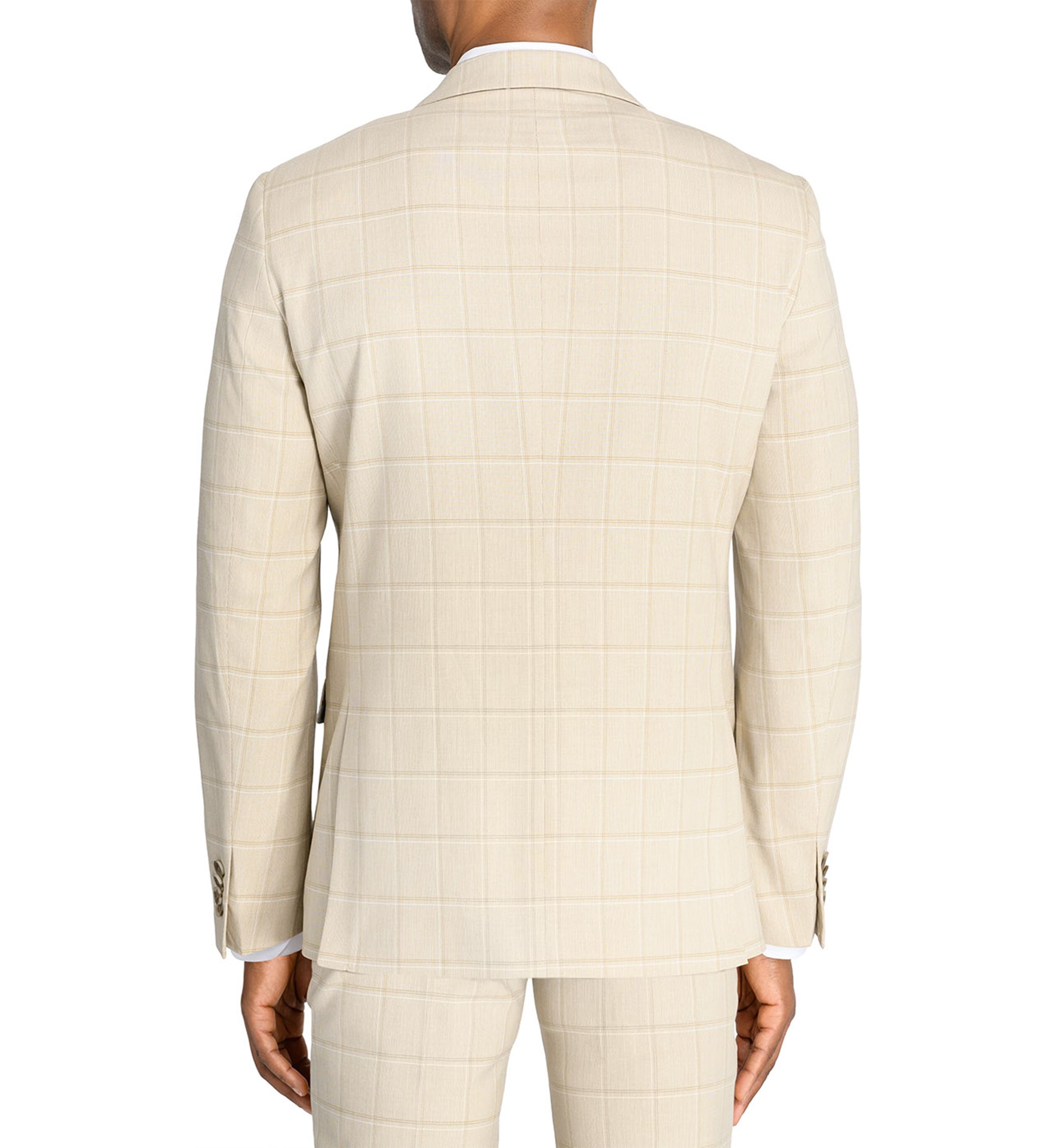  Slim Fit Tan Windowpane Suit Jacket