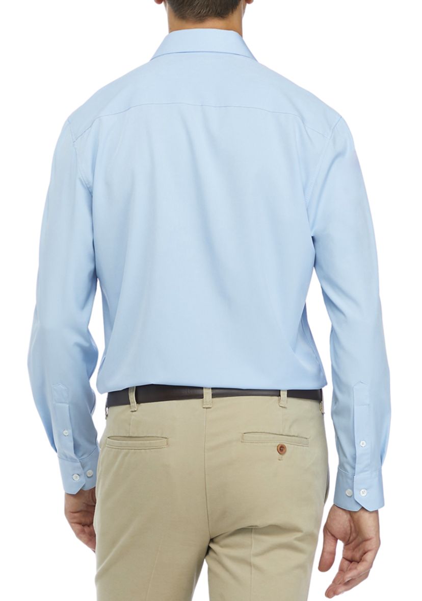 Mens Slim-Fit Performance Stretch Solid Dress Shirt