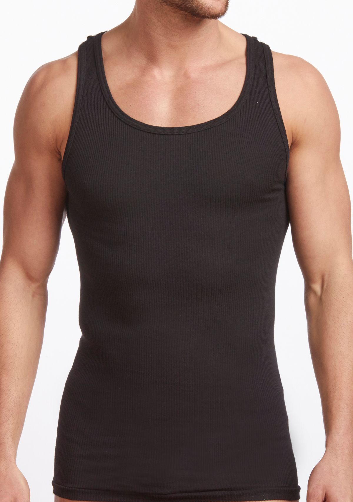 Mens Premium 100% Cotton Athletic Tank Undershirt - 2 Pack