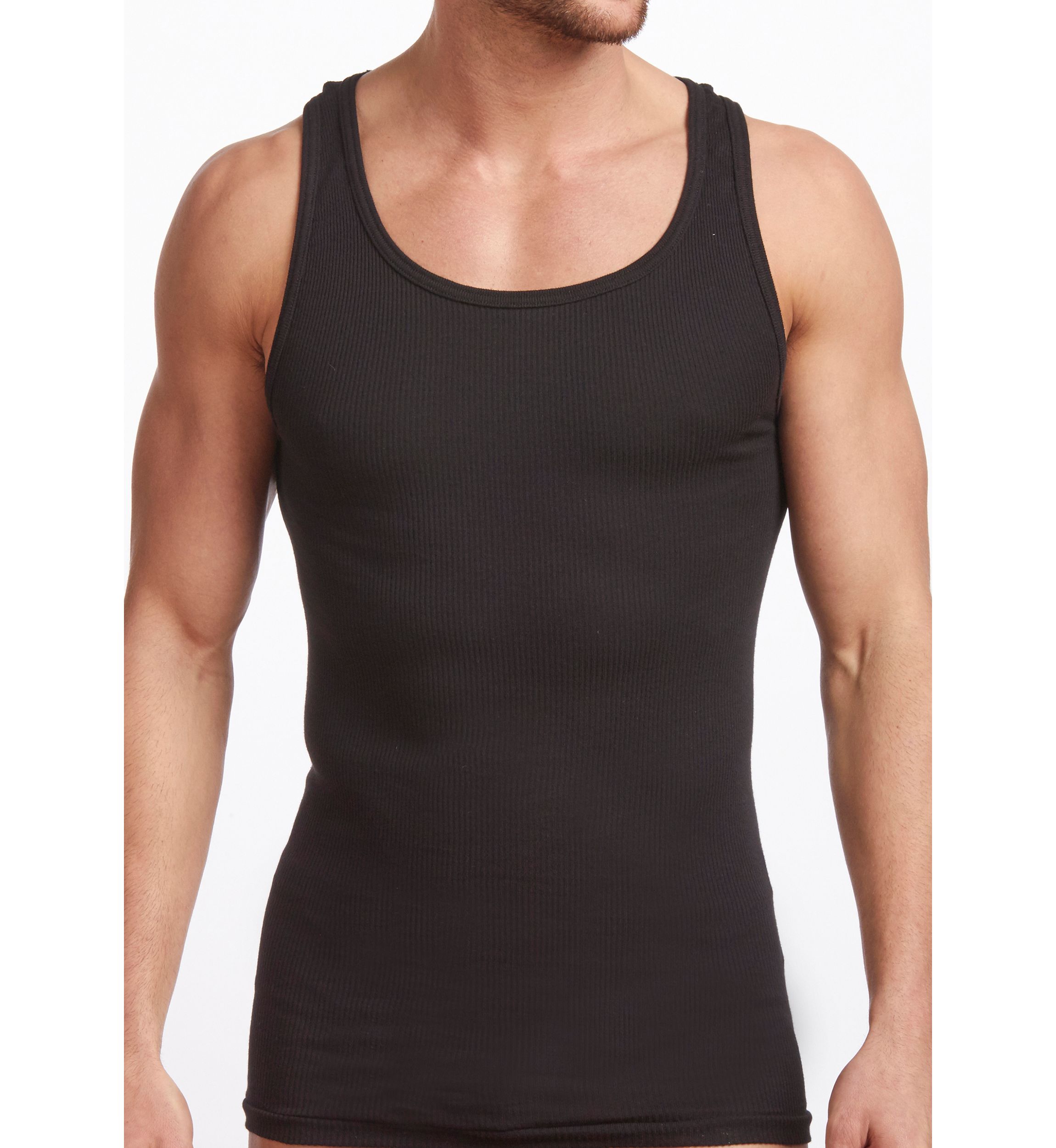 Mens Premium 100% Cotton Athletic Tank Undershirt - 2 Pack