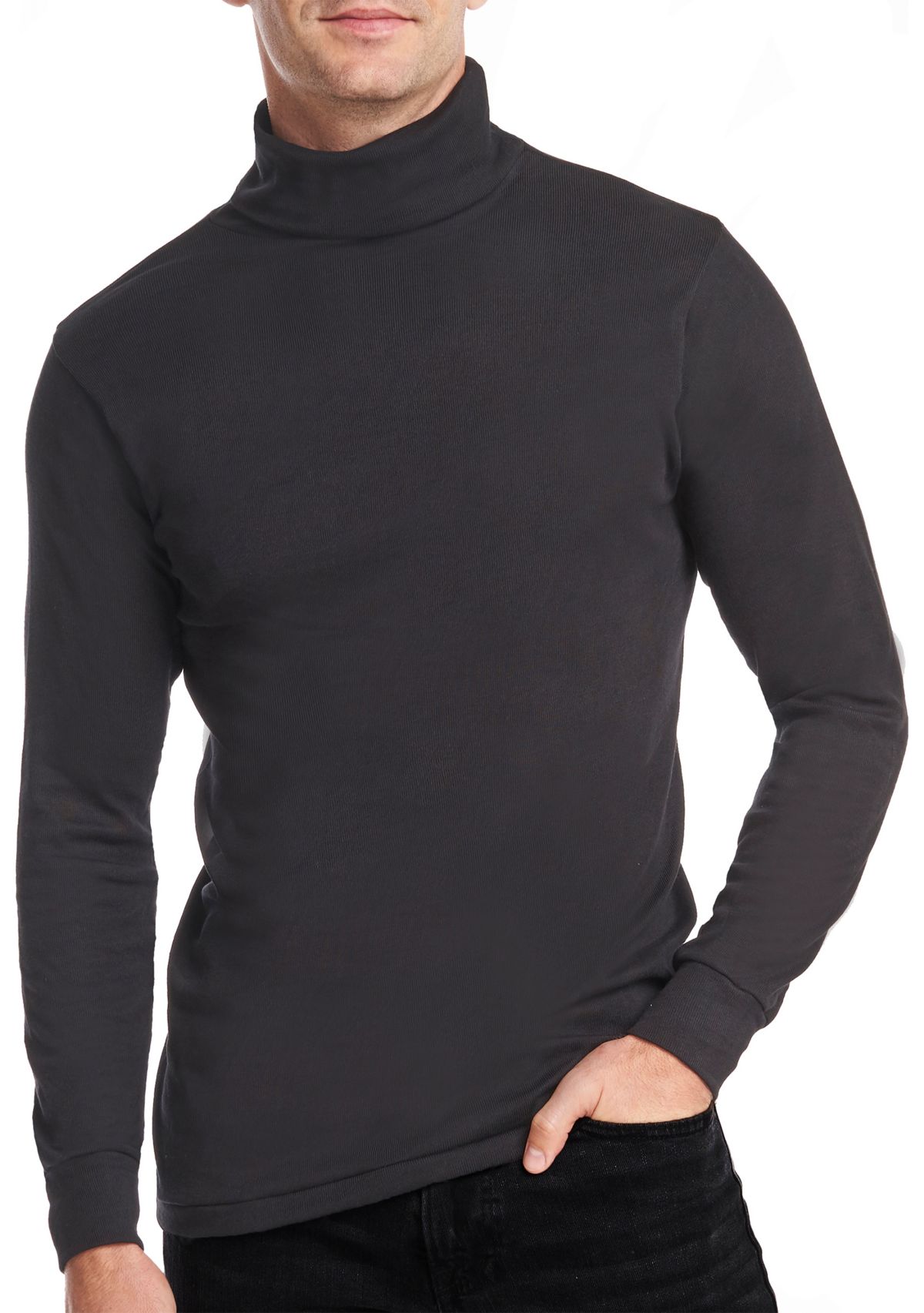 Mens Rib Cotton Blend Turtleneck Shirt 