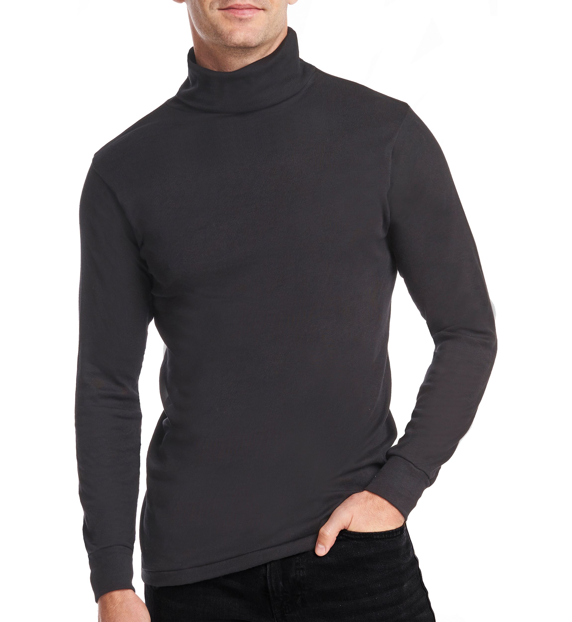 Mens Rib Cotton Blend Turtleneck Shirt 