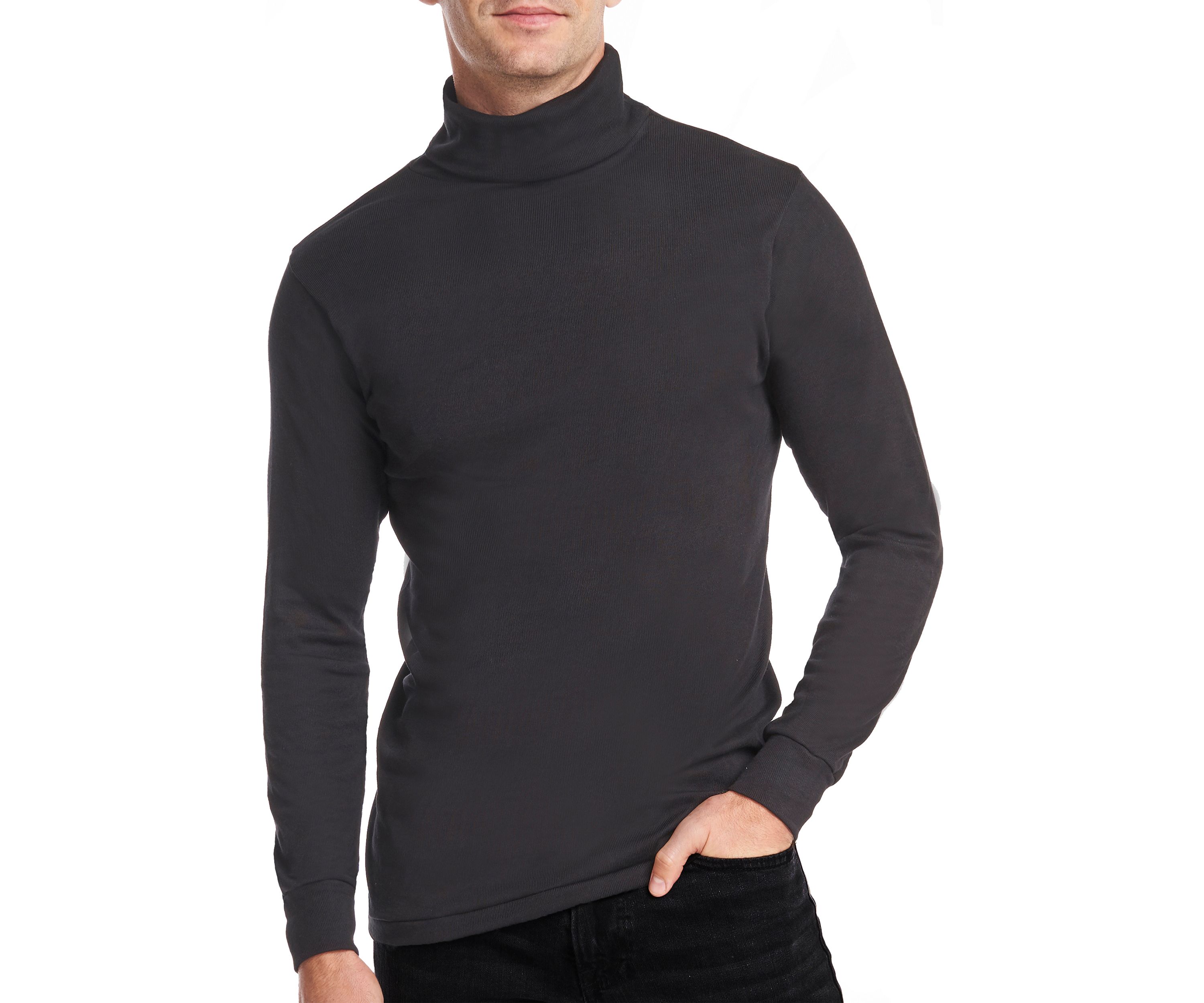 Mens Rib Cotton Blend Turtleneck Shirt 