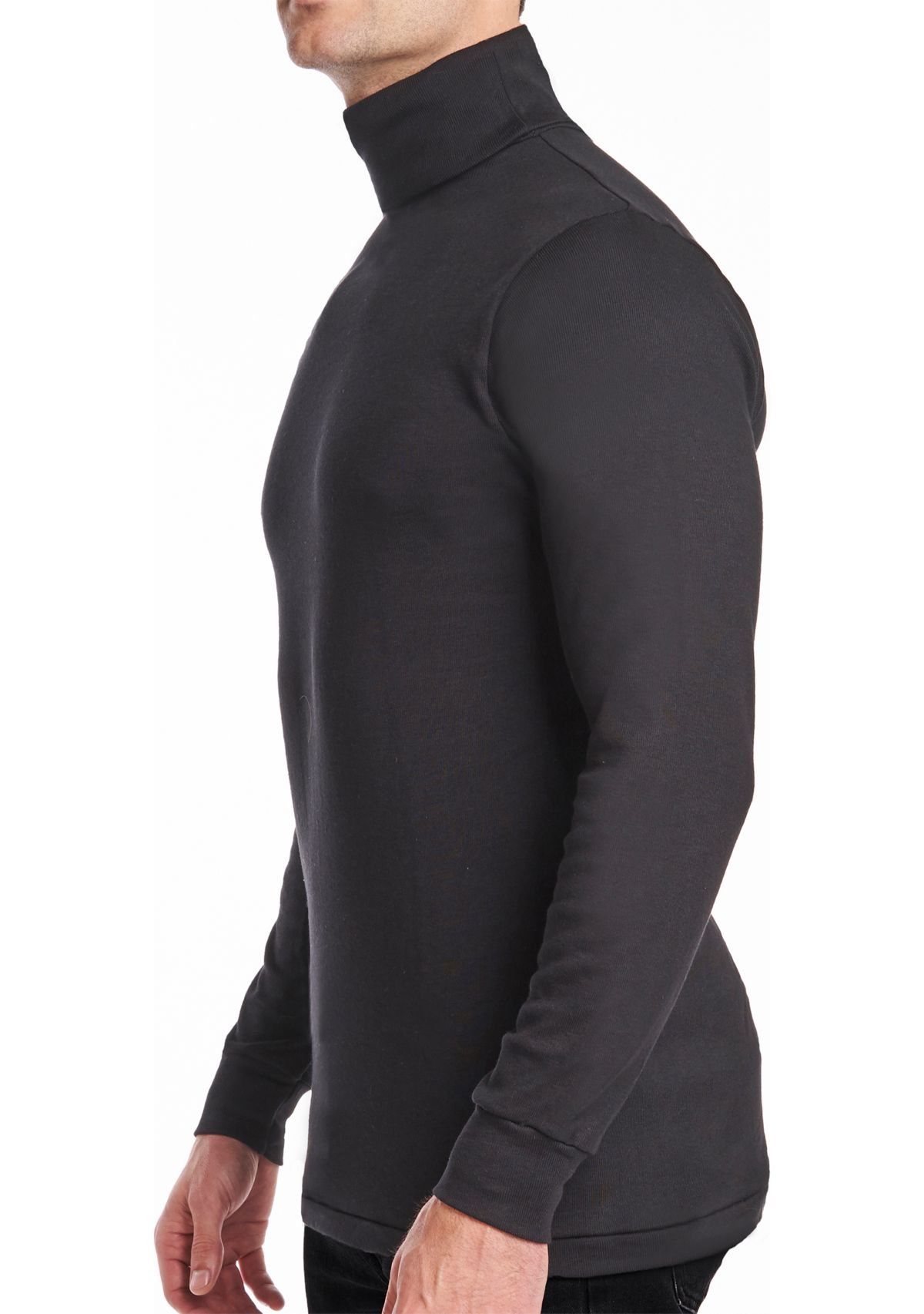 Mens Rib Cotton Blend Turtleneck Shirt 
